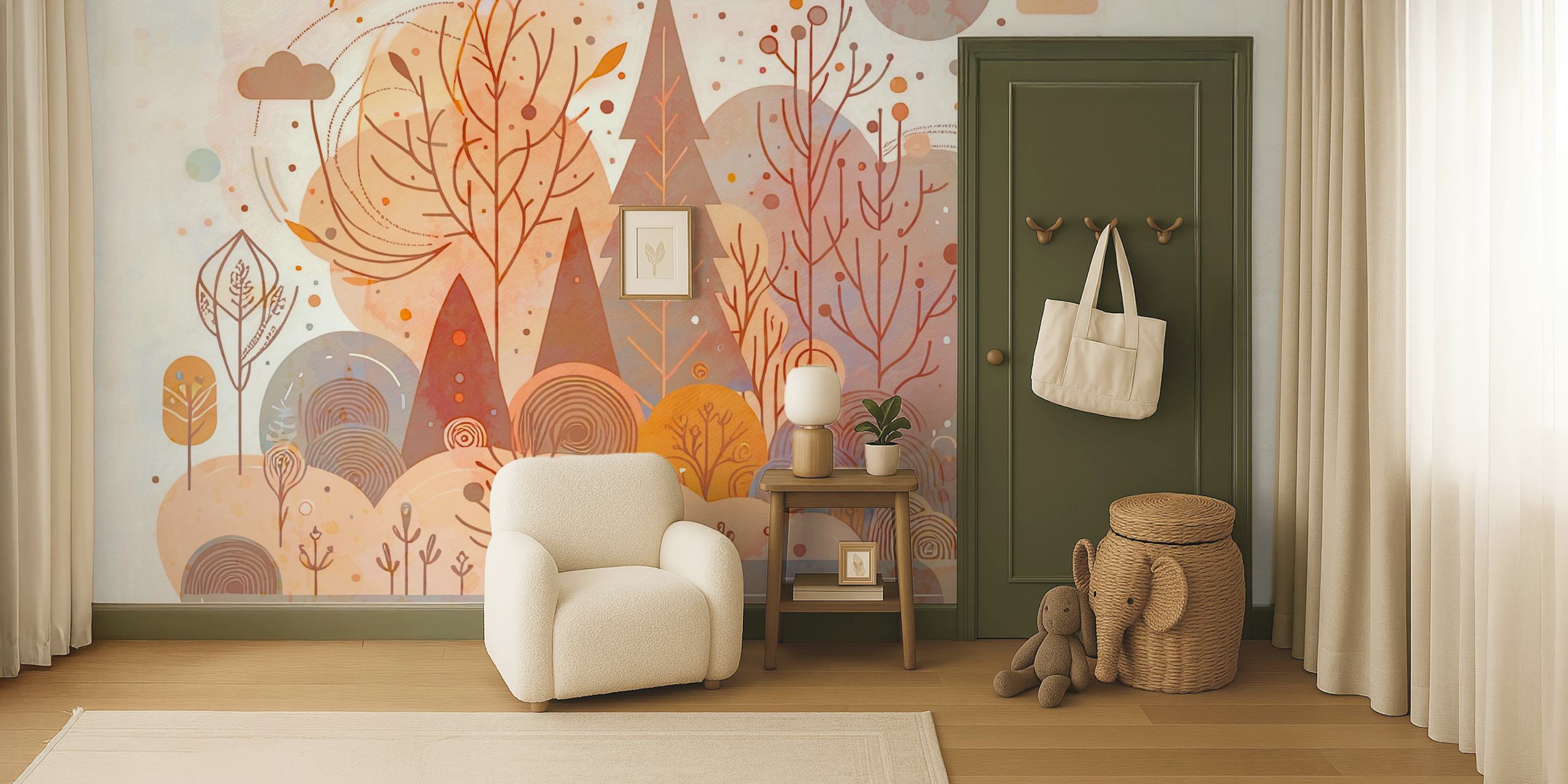 Tapeta Soft Autumn Forest Magic w pokoju