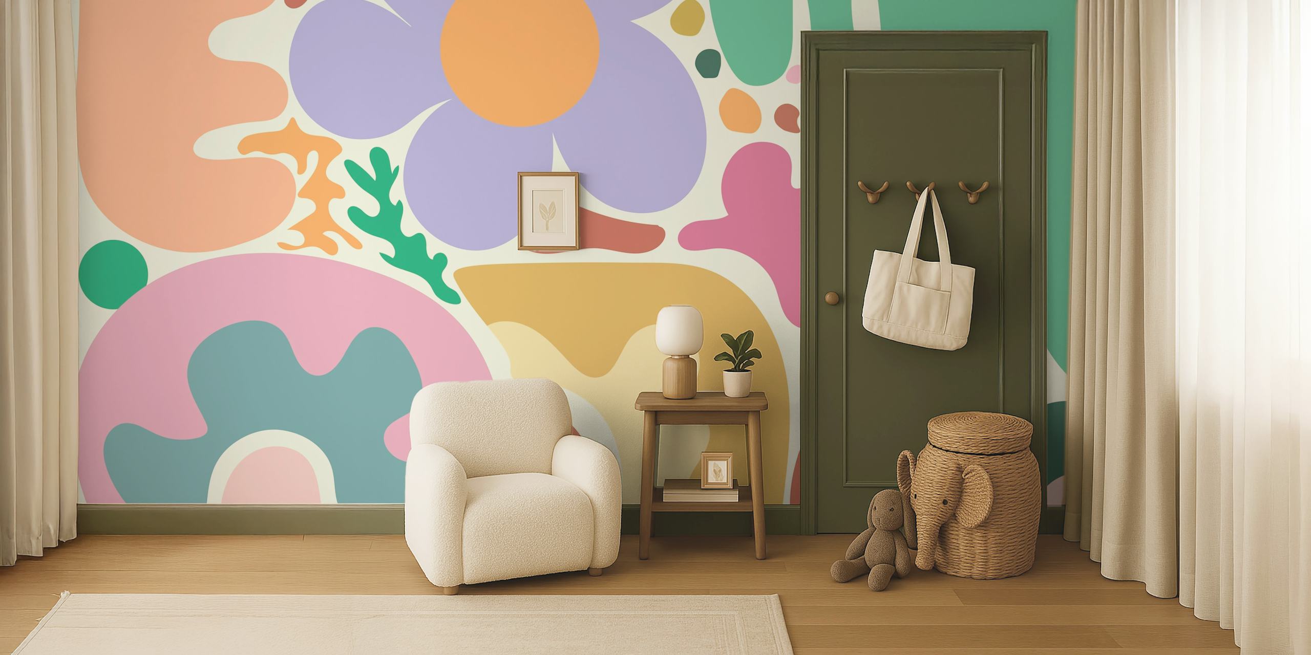 Papel tapiz Soft shapes mostrado en una habitación