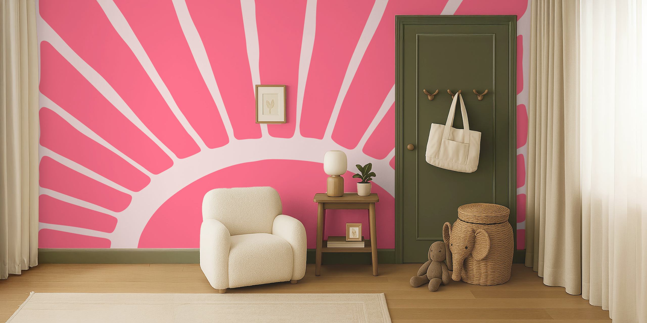 Pink Abstract Cutouts Sunshine wallpaper in a room