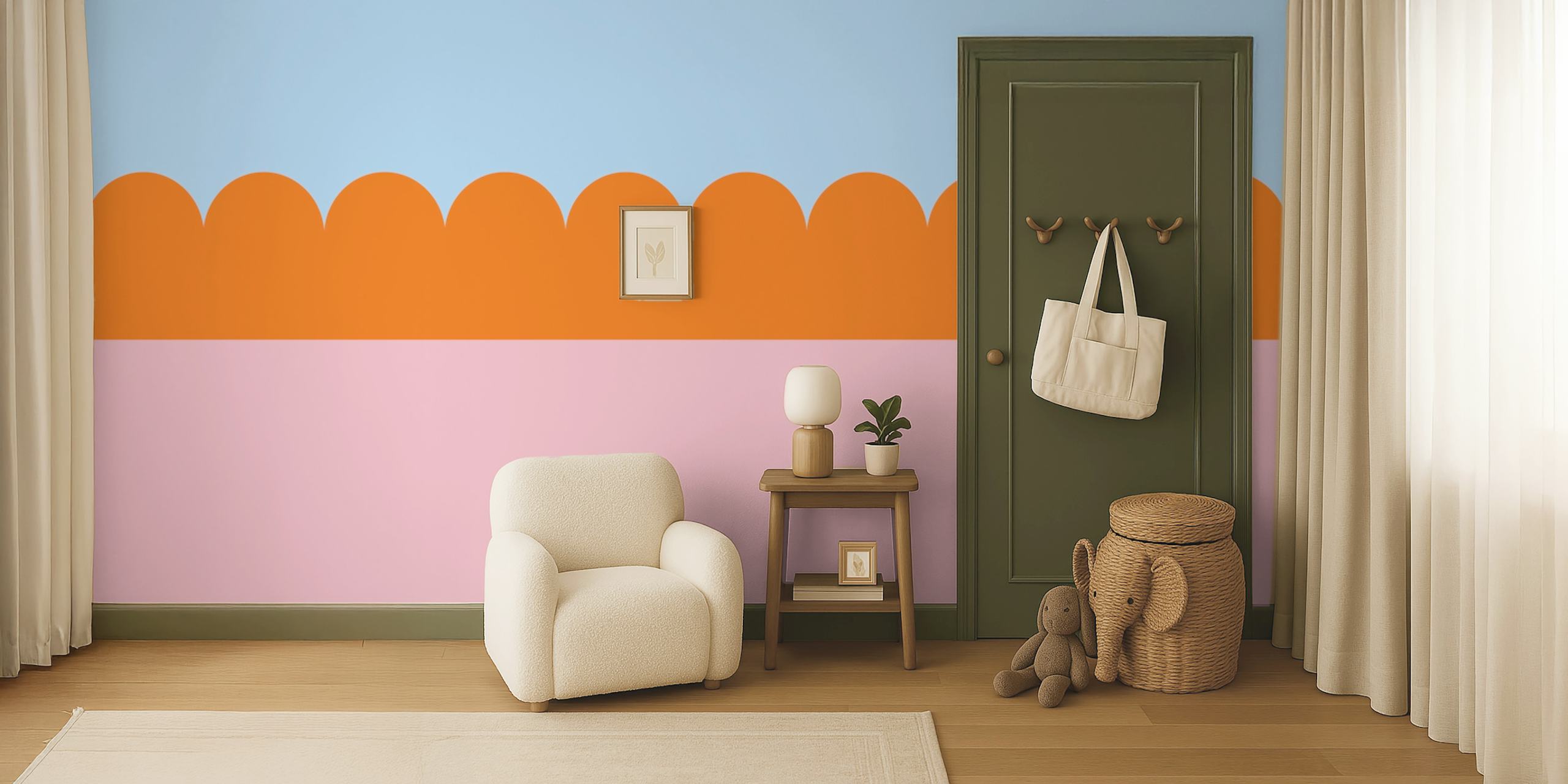 Playful orange ornaments ταπετσαρία σε ένα δωμάτιο