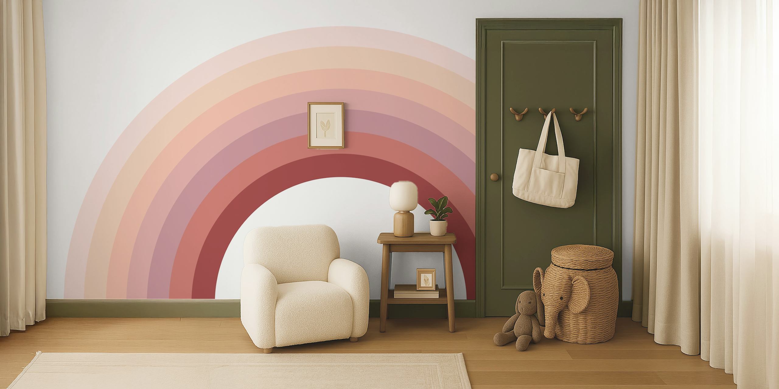 Ταπετσαρία Modern Rainbow Roses Σε Ένα Δωμάτιο