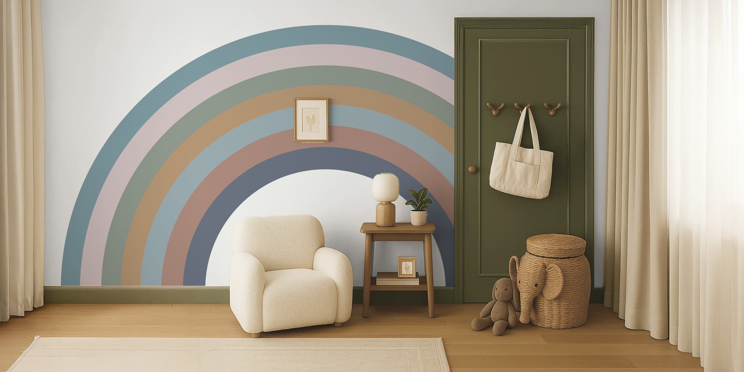 Pastel rainbow arcs in soft colors wallpaper