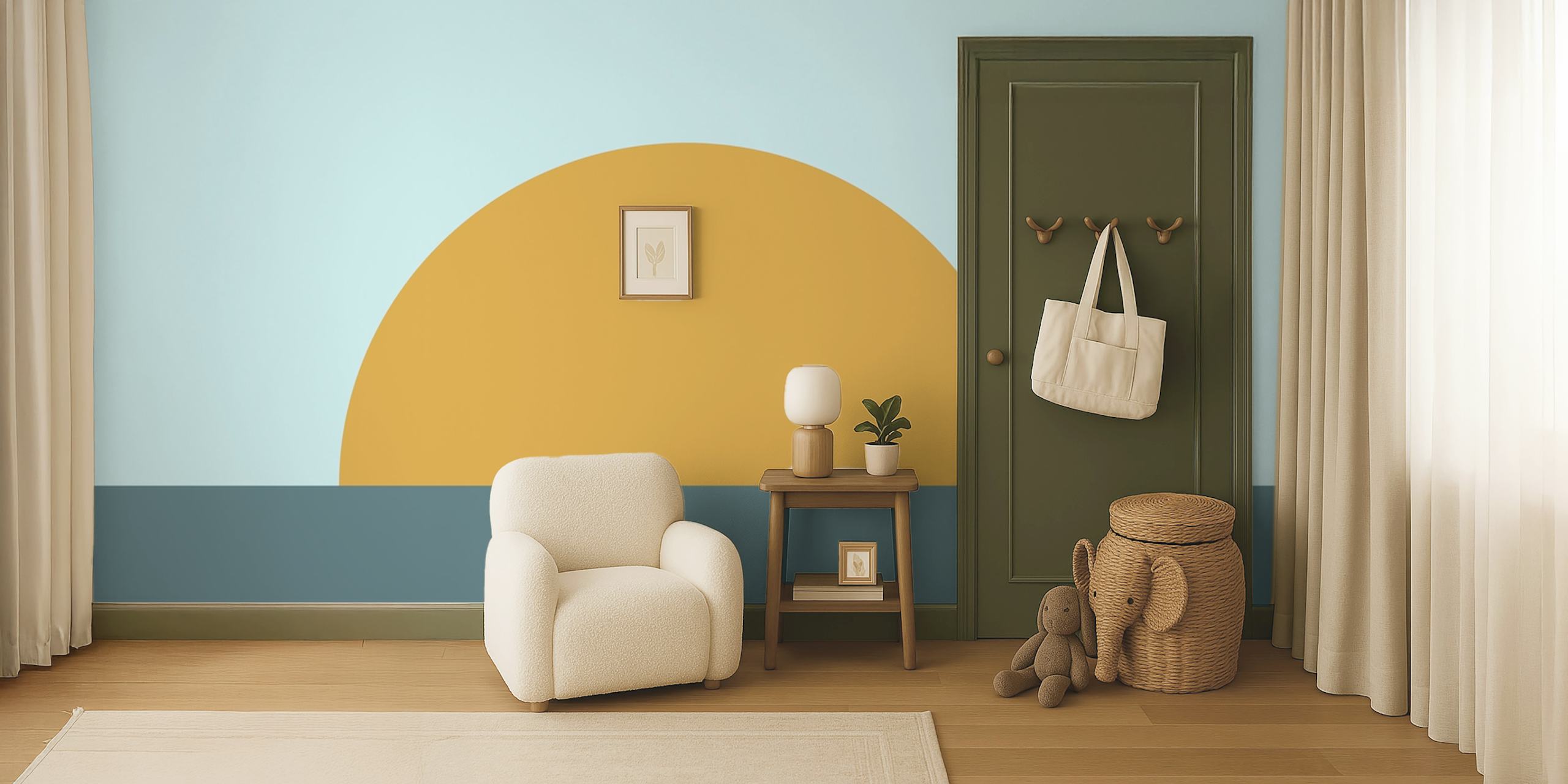 Minimalist Boho Sun wallpaper in a room