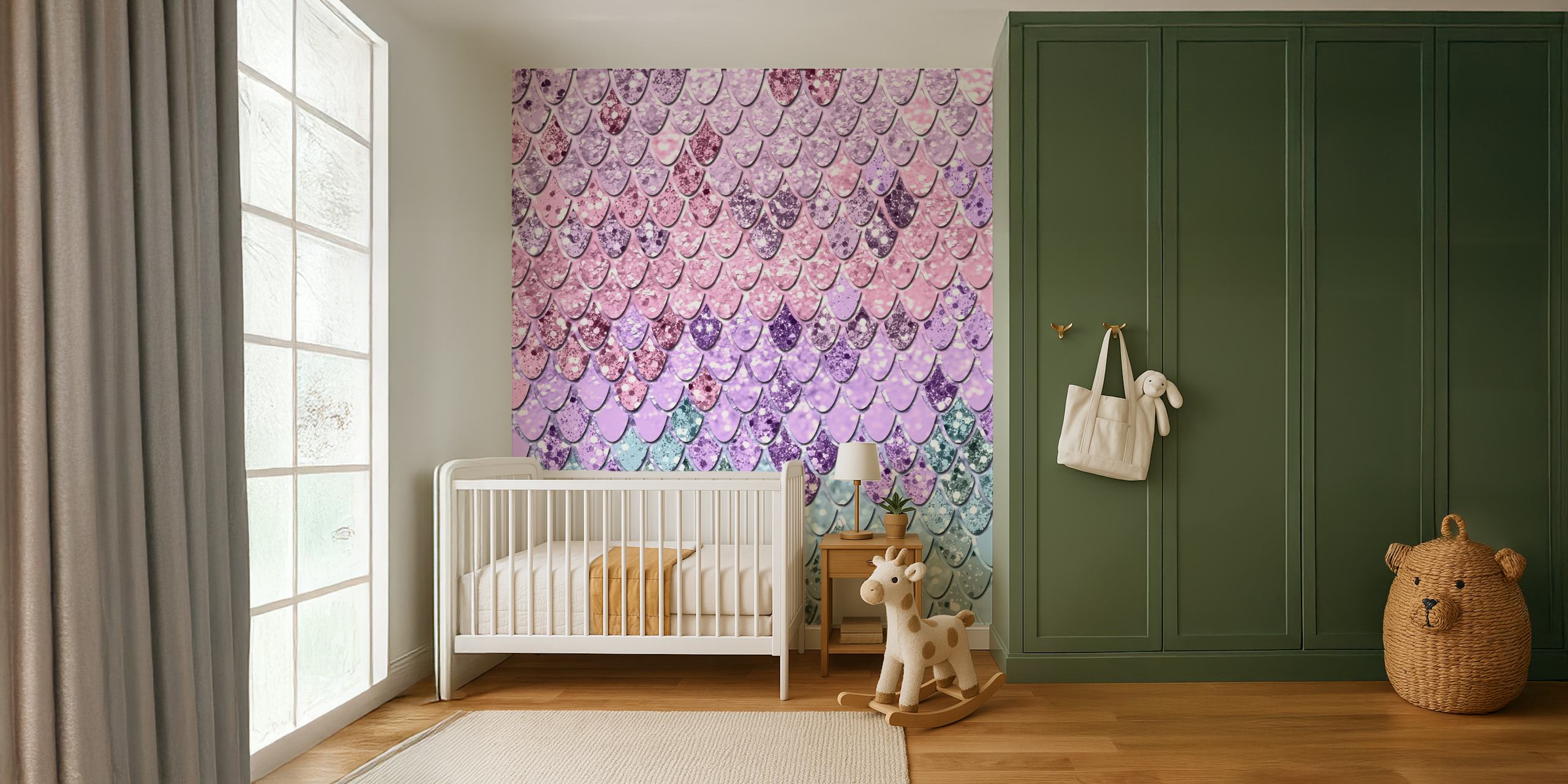 Pink and purple mermaid scales wallpaper