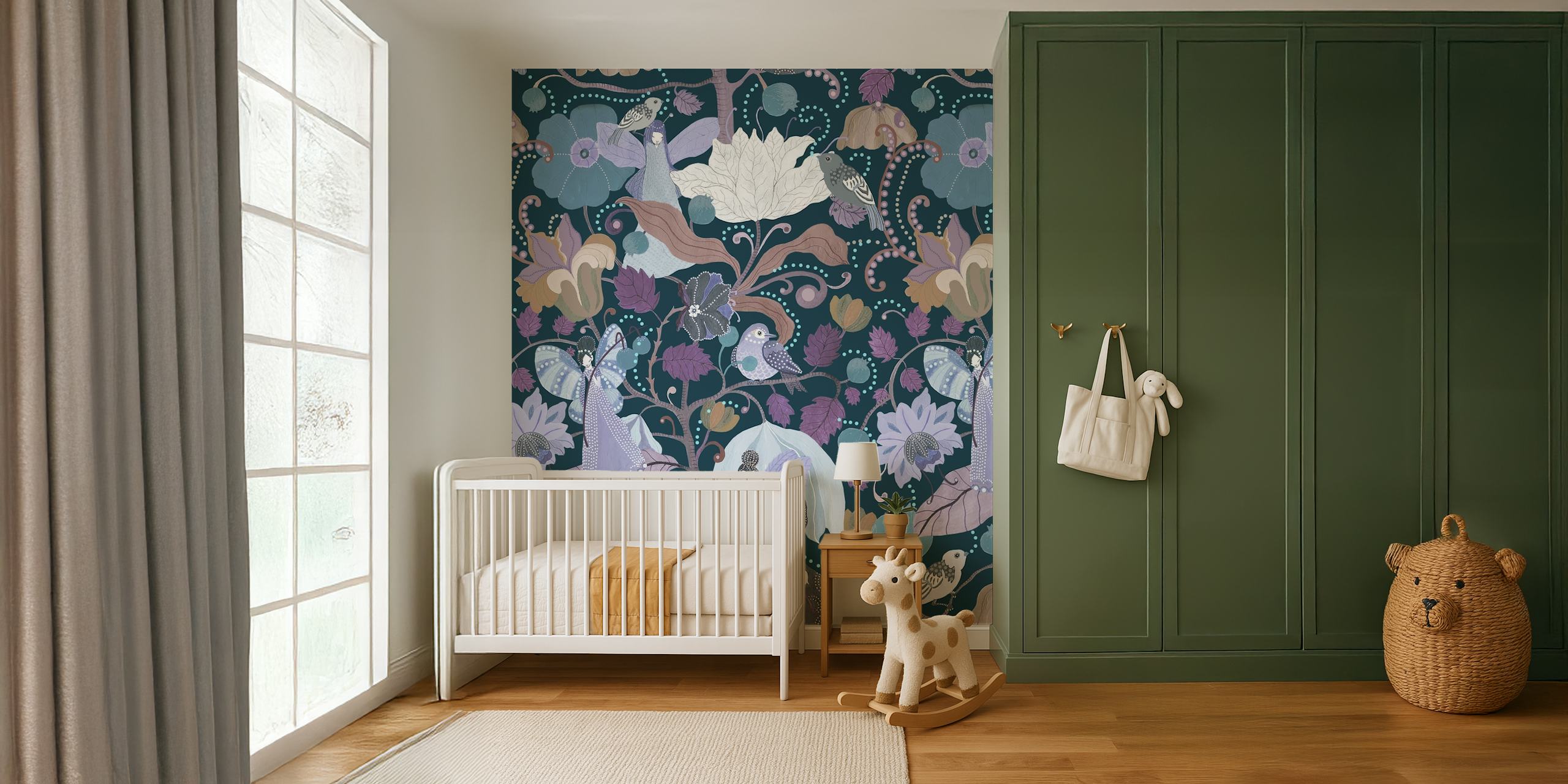 Design de papel de parede Irma Fairy em um quarto