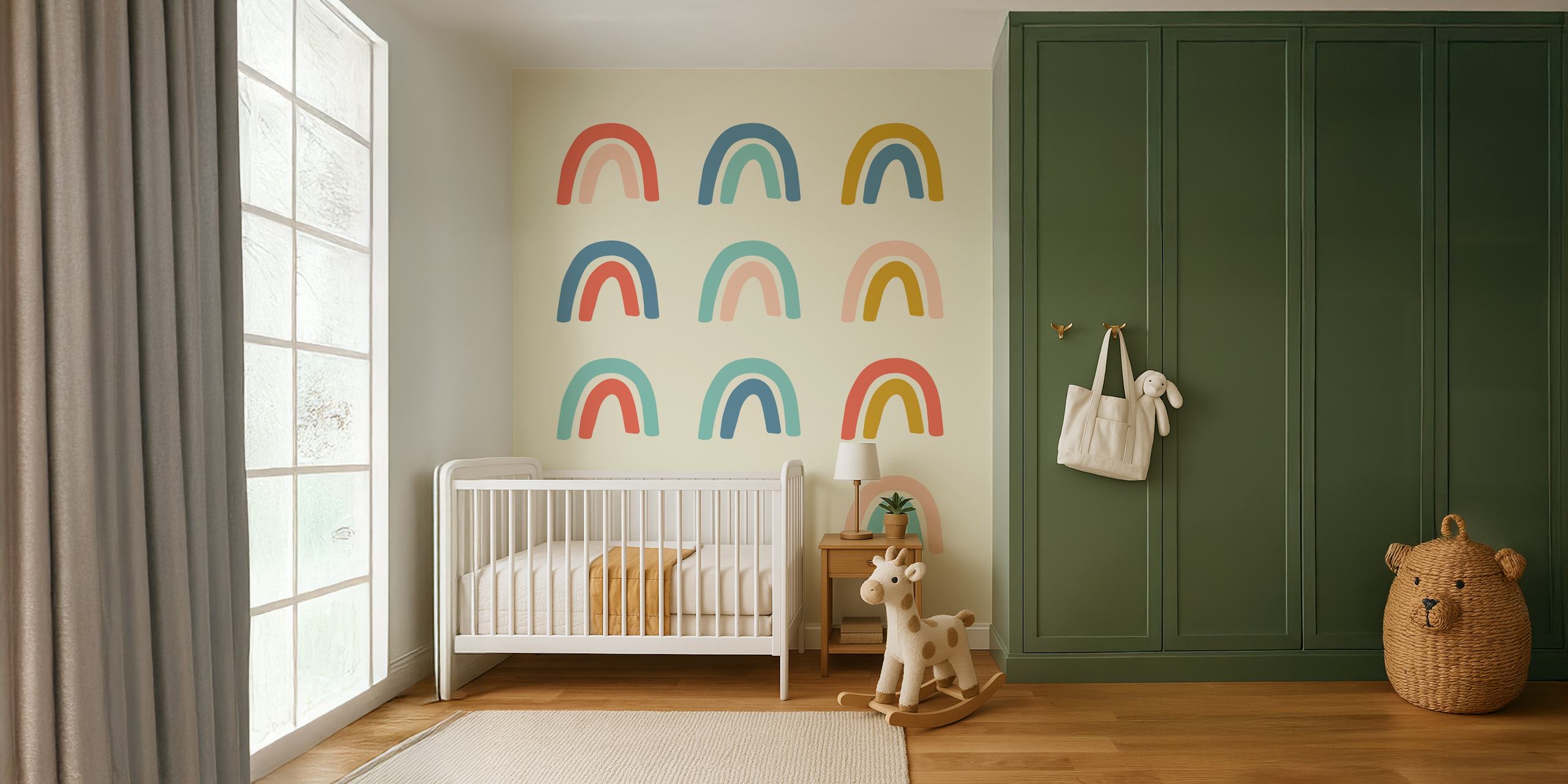 Colorful rainbow arches in soft pastel shades wallpaper