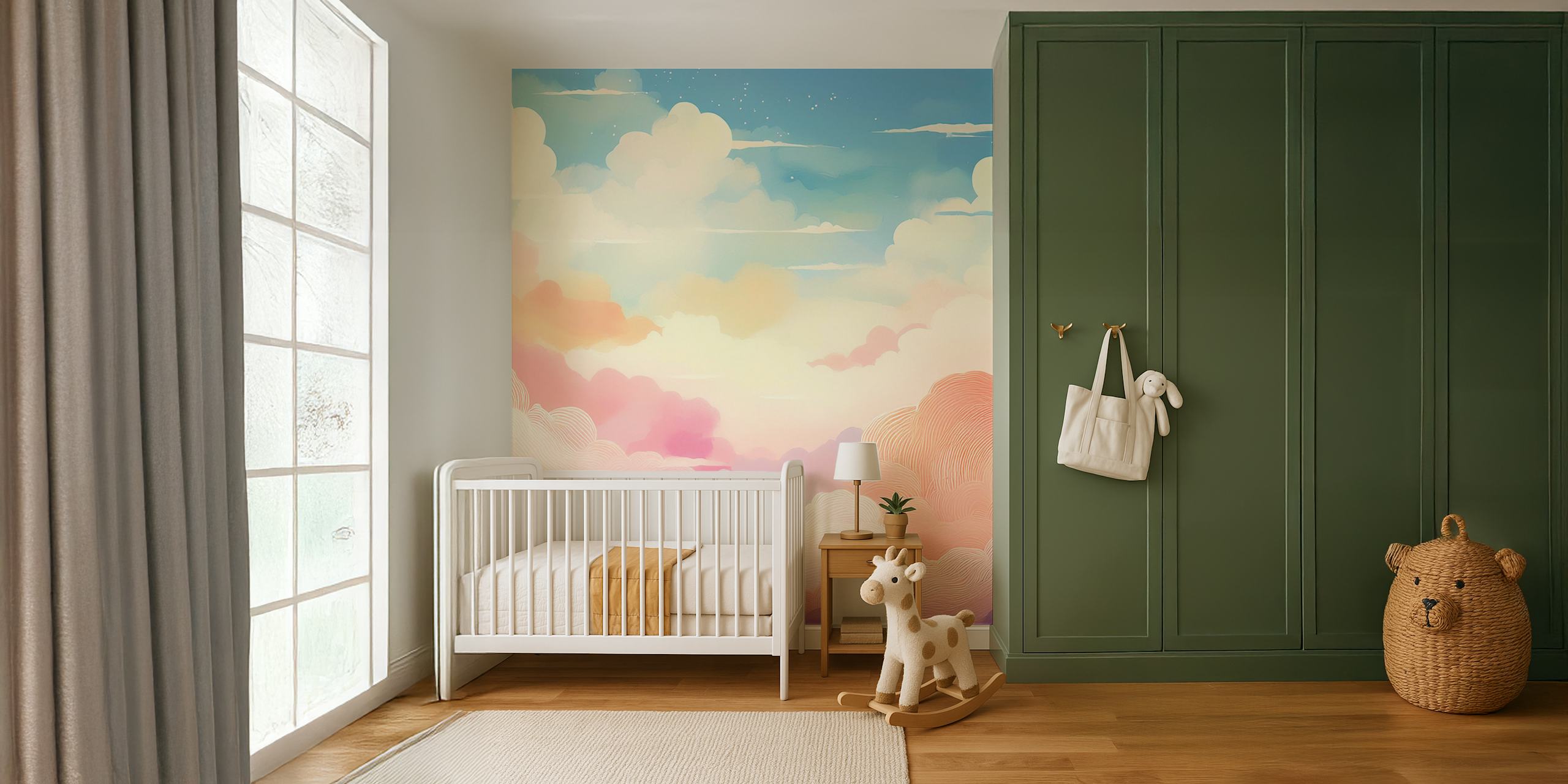 Papier peint Cotton Candy Clouds dans une pièce