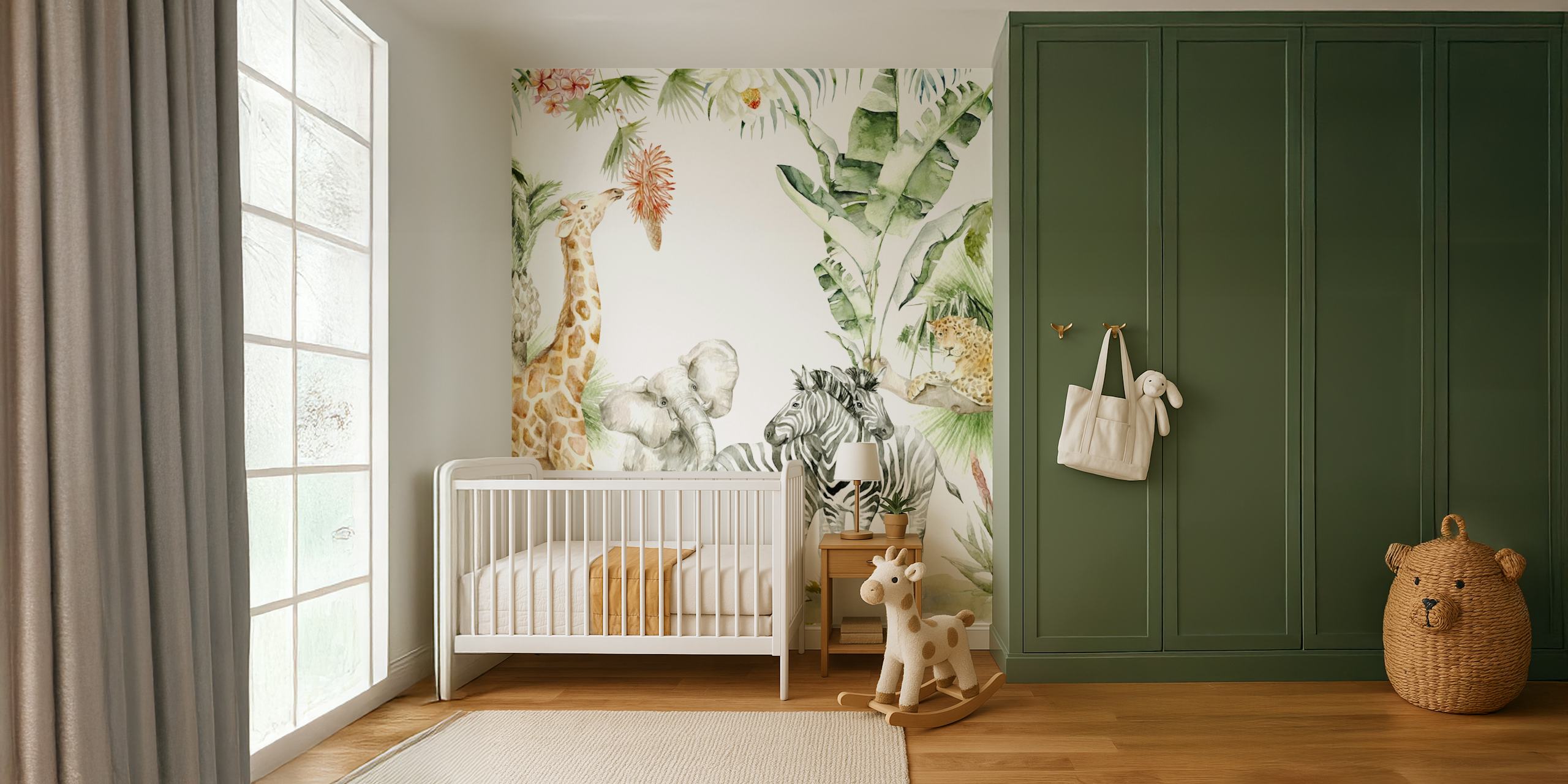 Safari Friends in Harmony wallpaper in a room