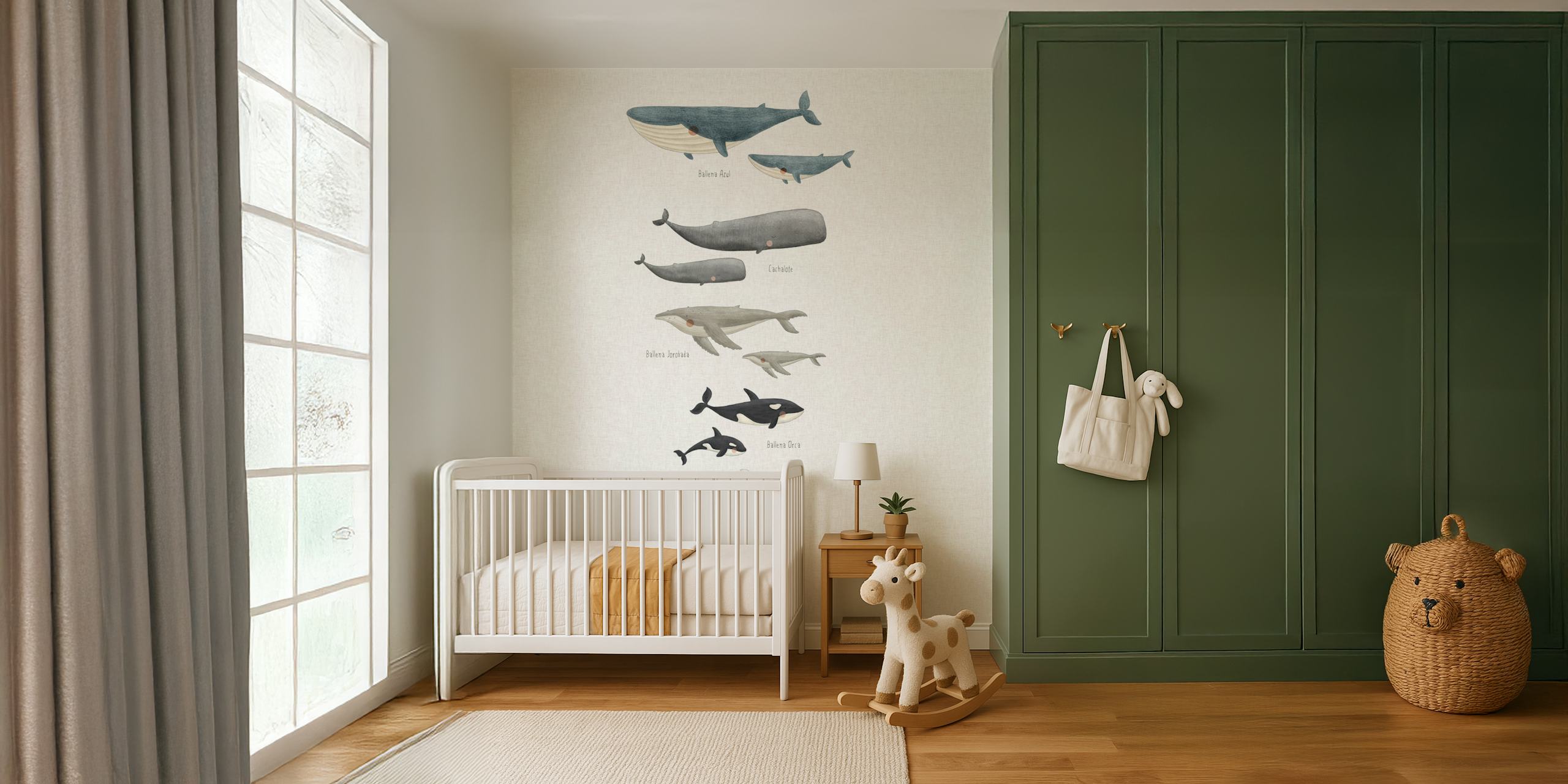 Ocean Whales Spanish behang in een kamer