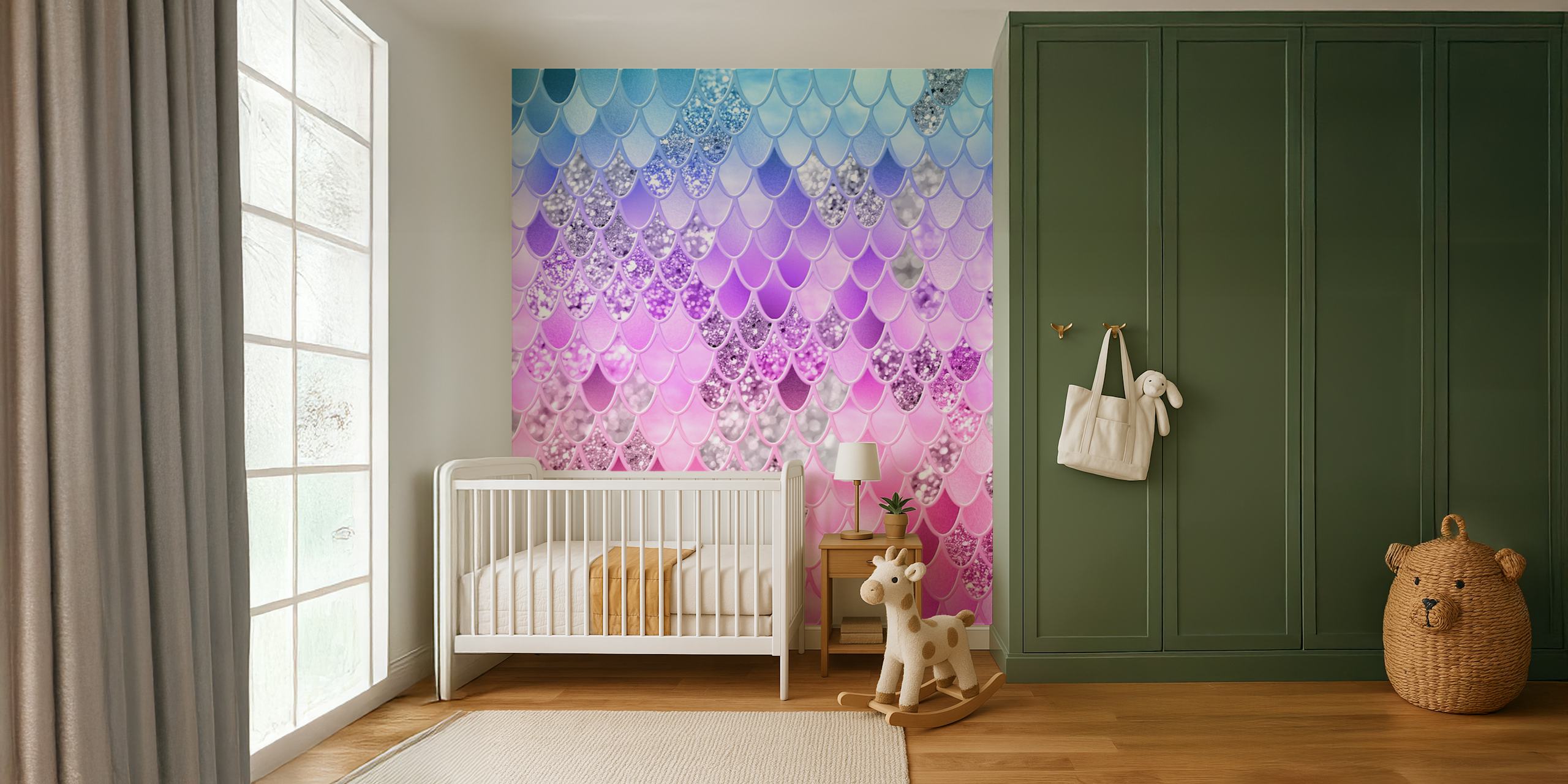 Diseño de papel tapiz Summer Unicorn Mermaid Scales