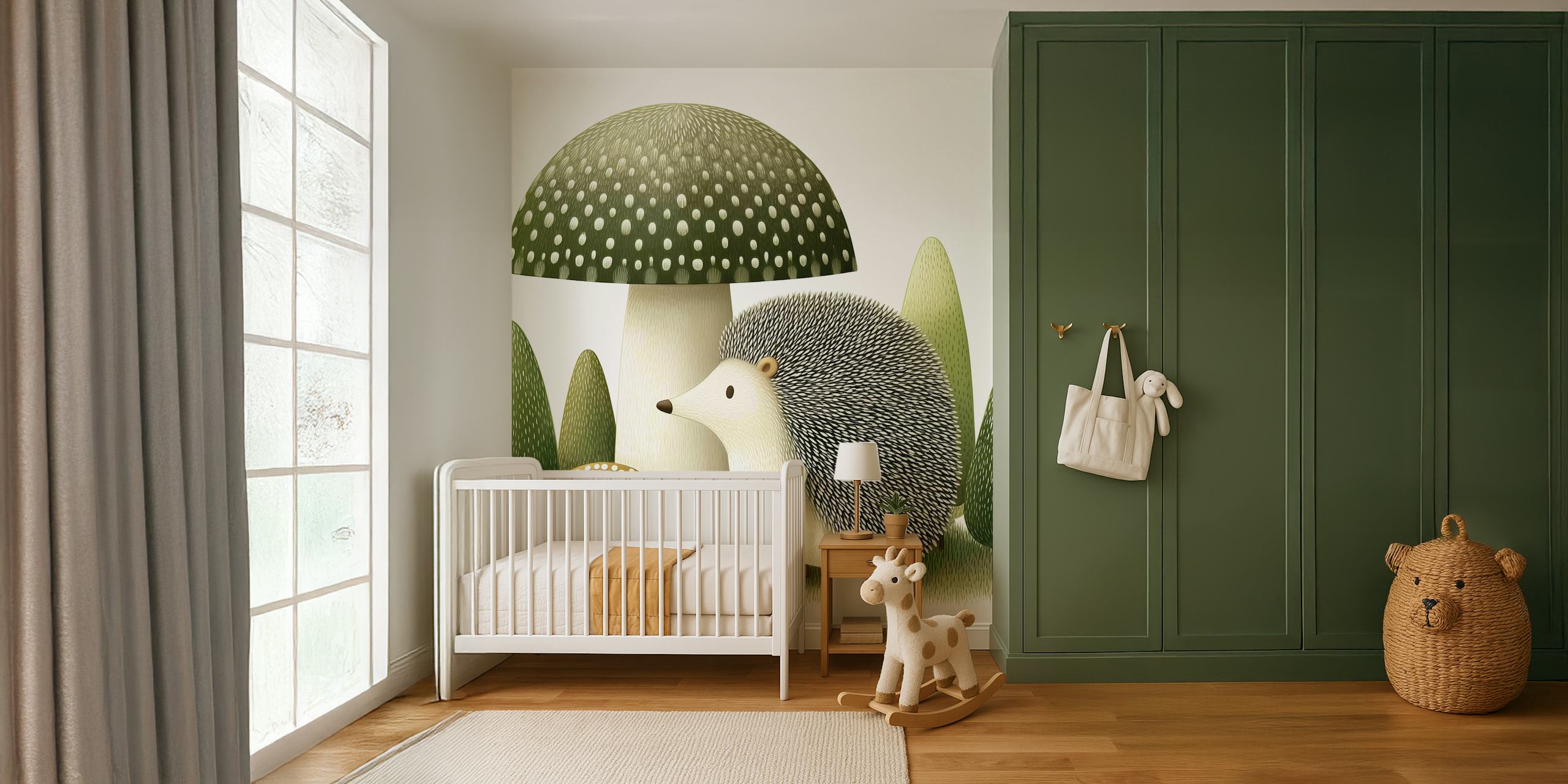 Hedgehog Forest Adventure papel pintado en una habitación