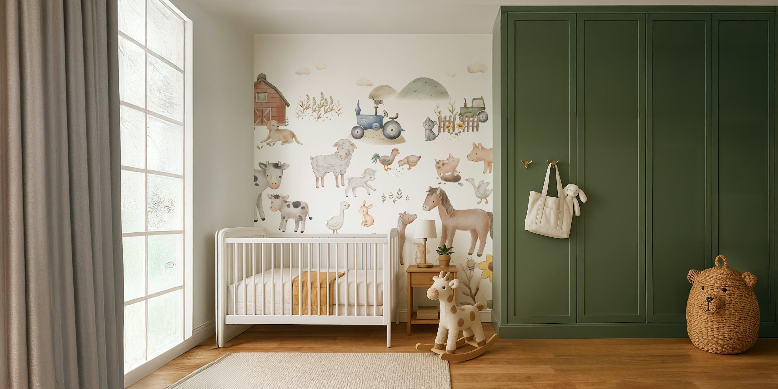 Farmyard Friends wallpaper in a room
