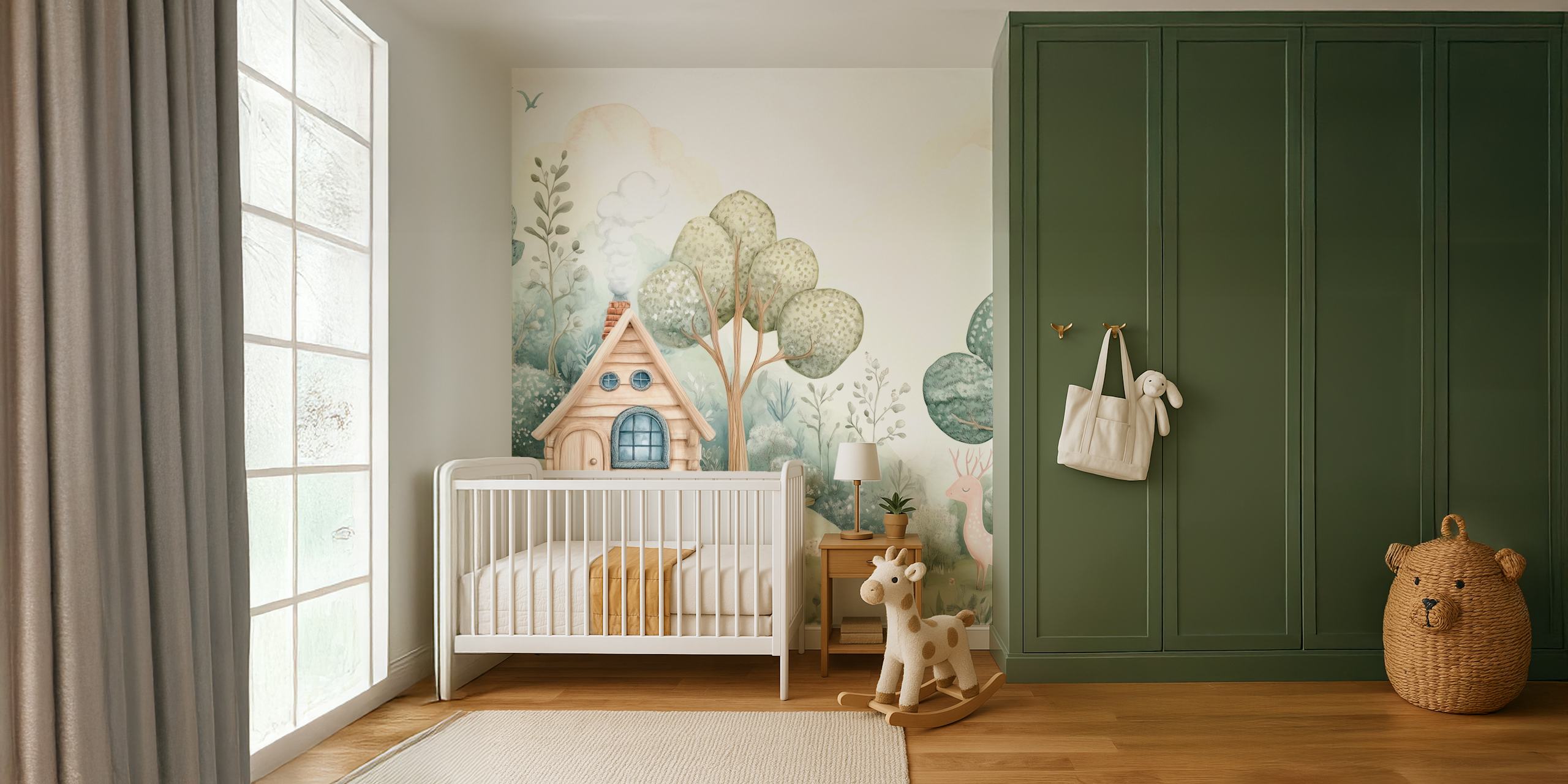 Dreamy Forest Cabin tapet i et rom