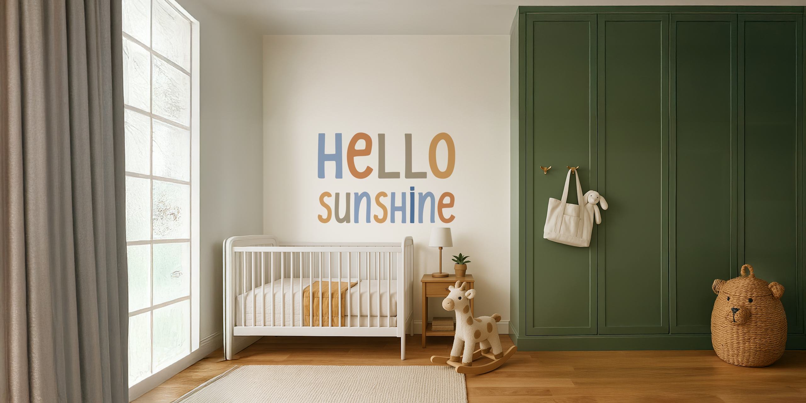 Hello Sunshine Lettering Boho tapet i et rum