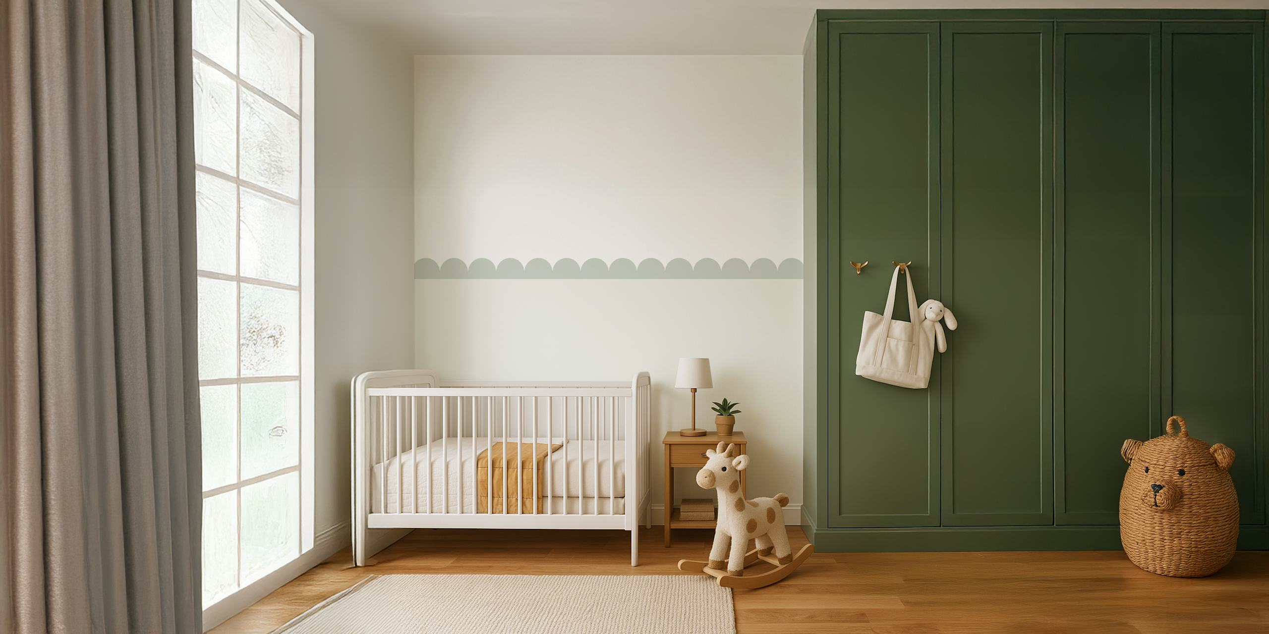 Neutral Scallop Edge-tapet i et rum