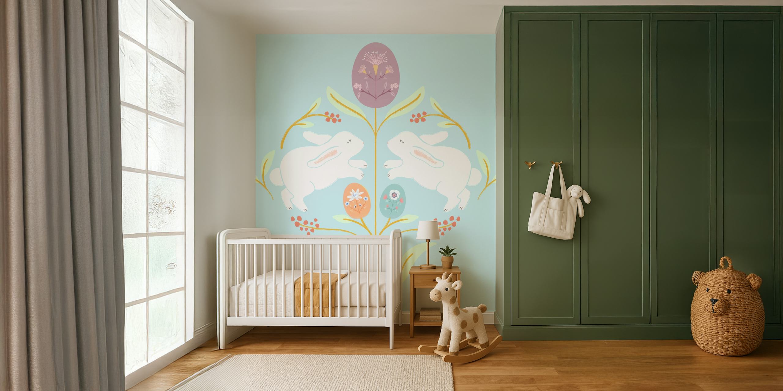 Playful Bunnies and Blooms tapetdesign