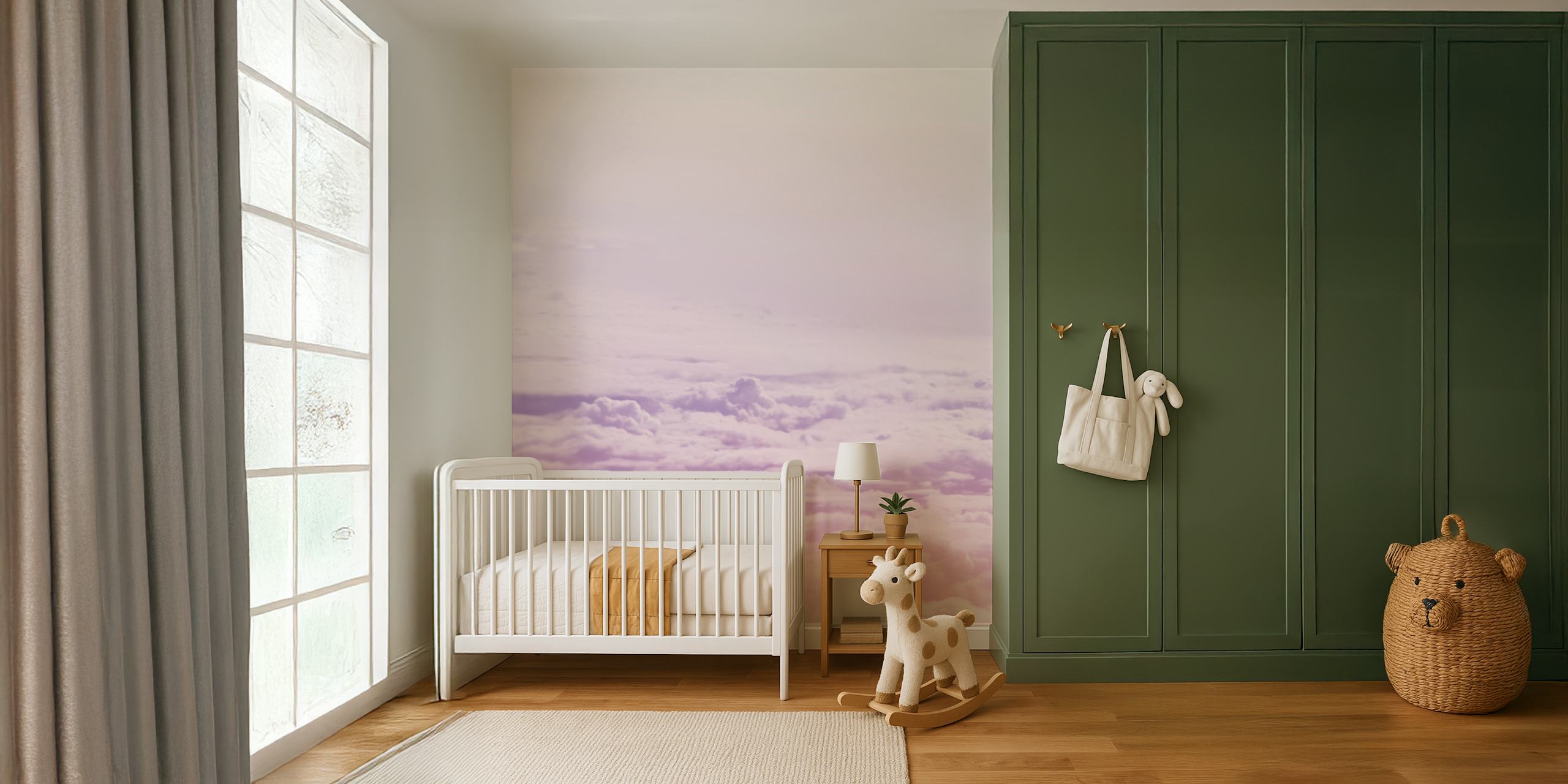 Carta da parati nuvole pastello in ambiente interno