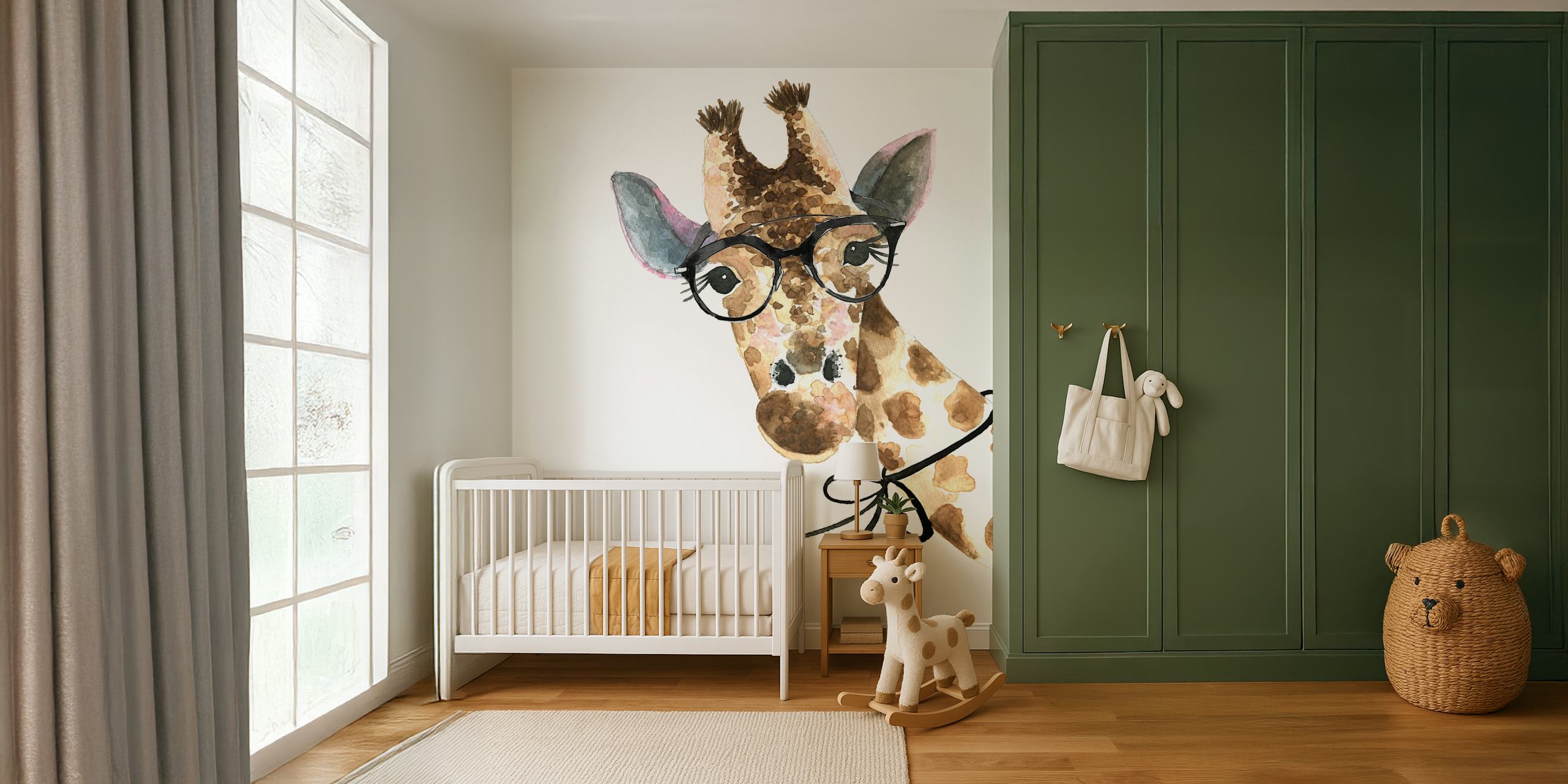 girafa ilustrada com óculos mural