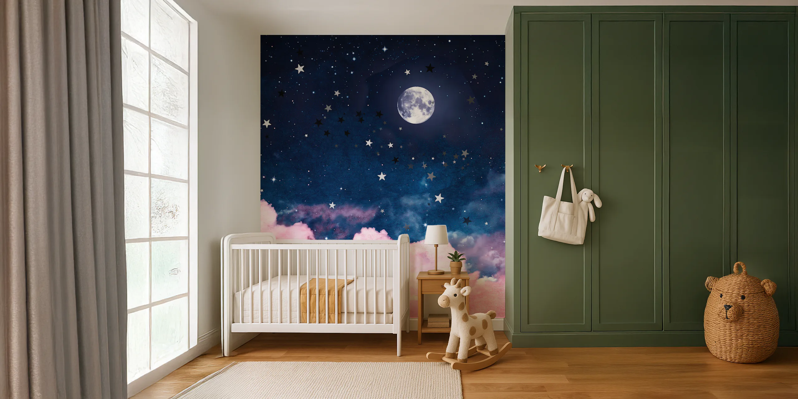 Celestial Moon and Star Wallpaper
