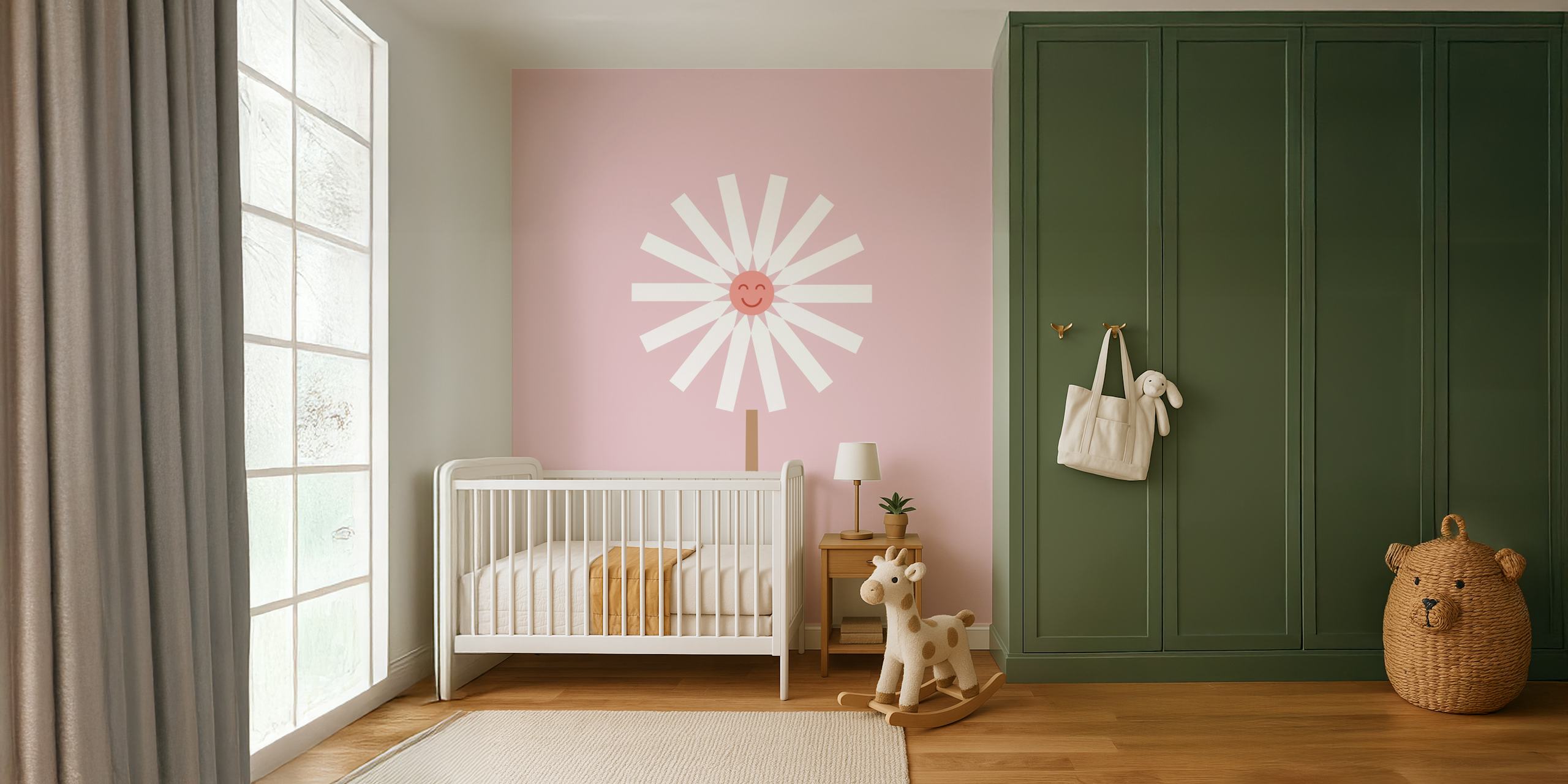 Happy Daisy soft pink panel v pokoji