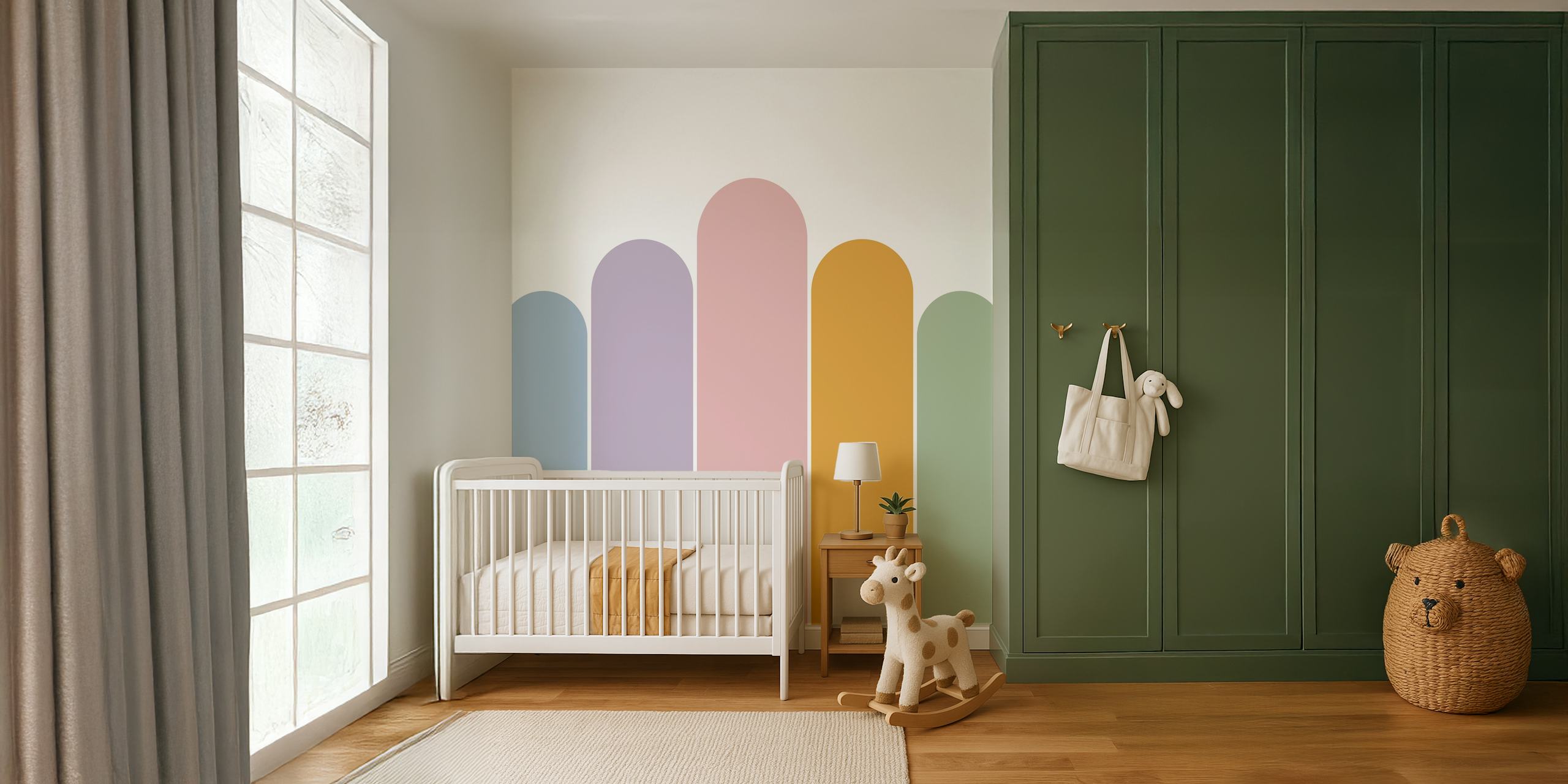 Pastel colored arches in soft hues - rainbow wallpaper