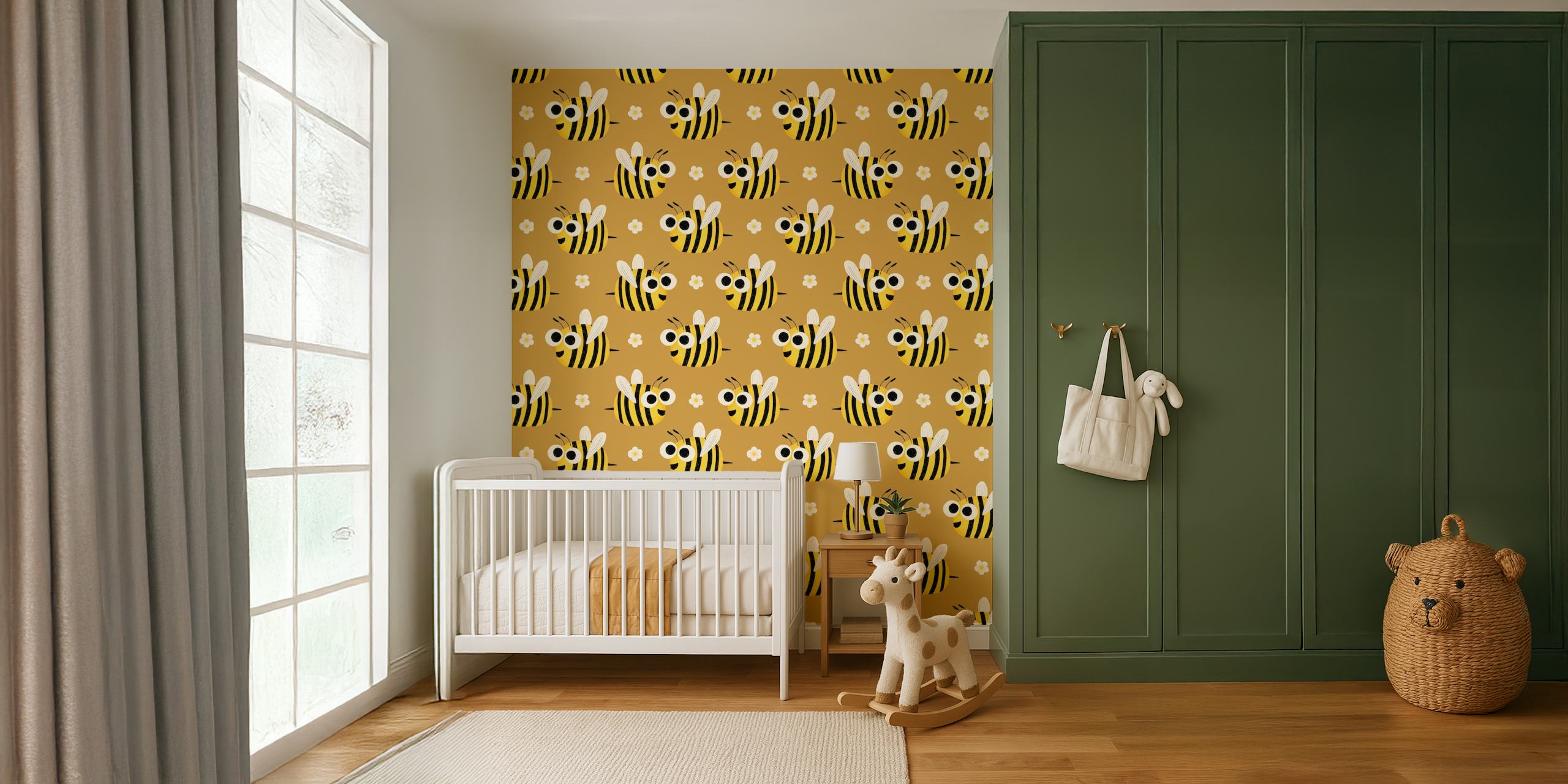Papel de parede Cute Bees em um quarto