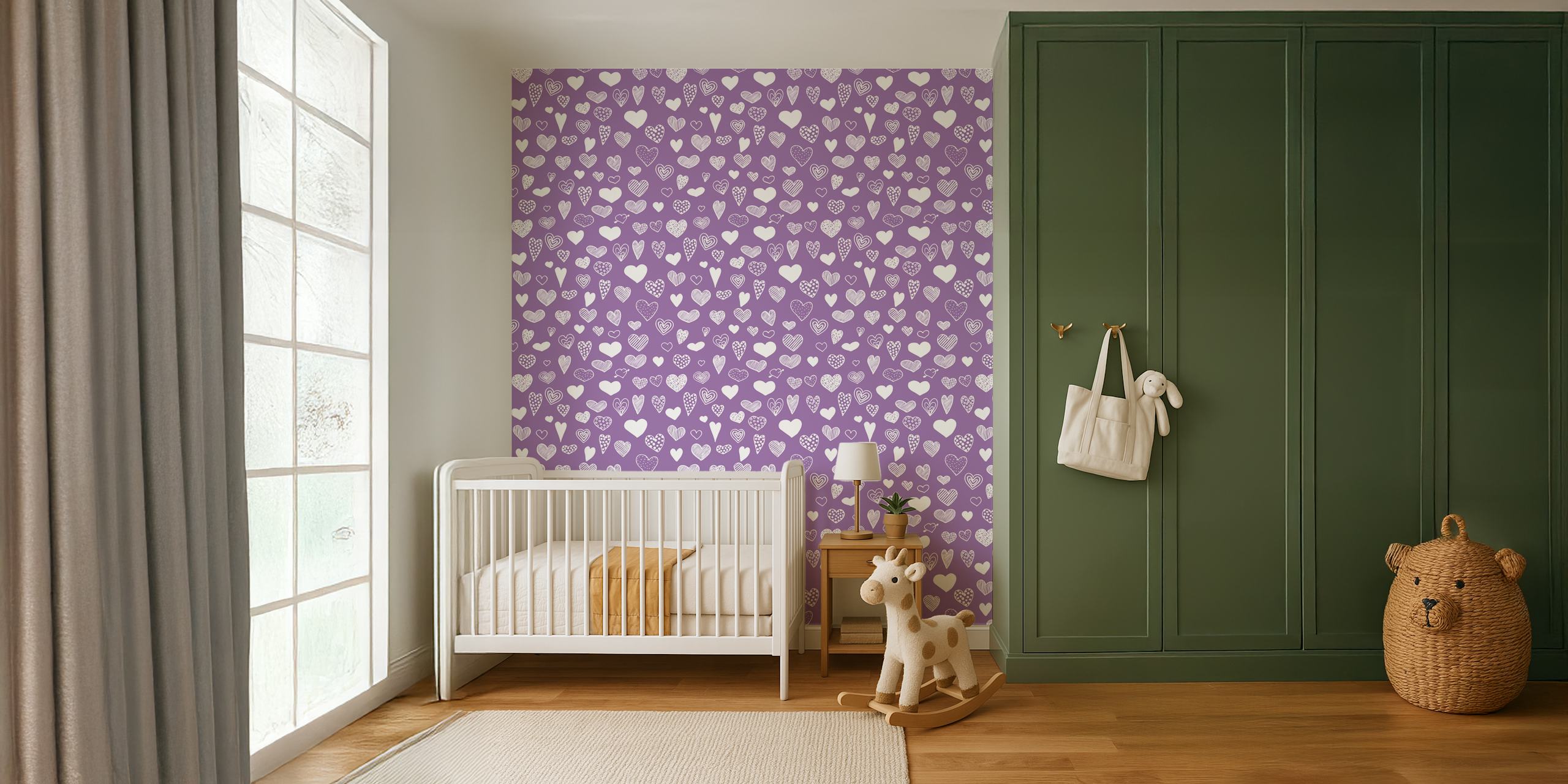 Heart doodles wallpaper in a stylish room