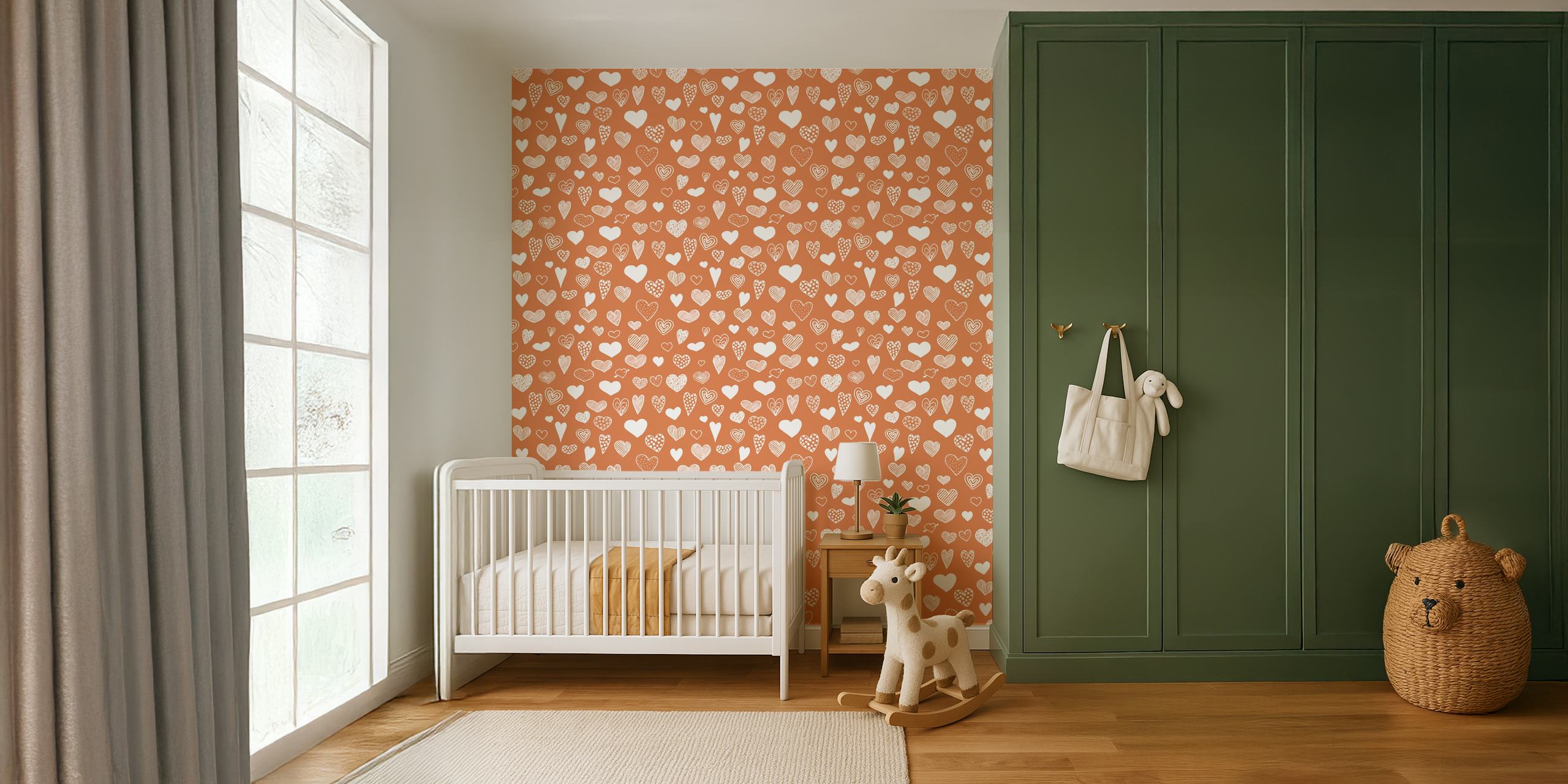 Heart doodles wallpaper design in sepia color