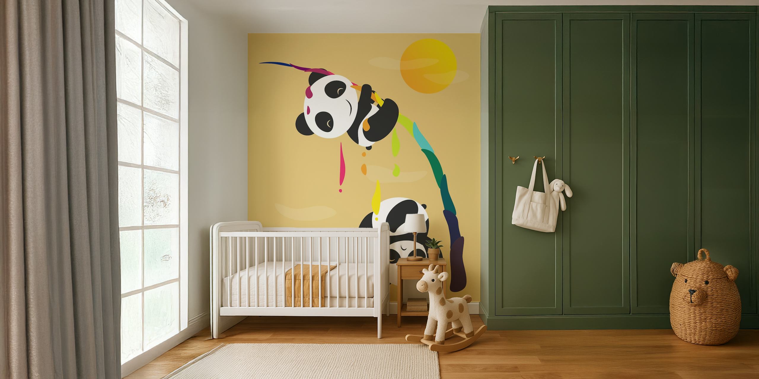 Panda wallpaper design in a room
