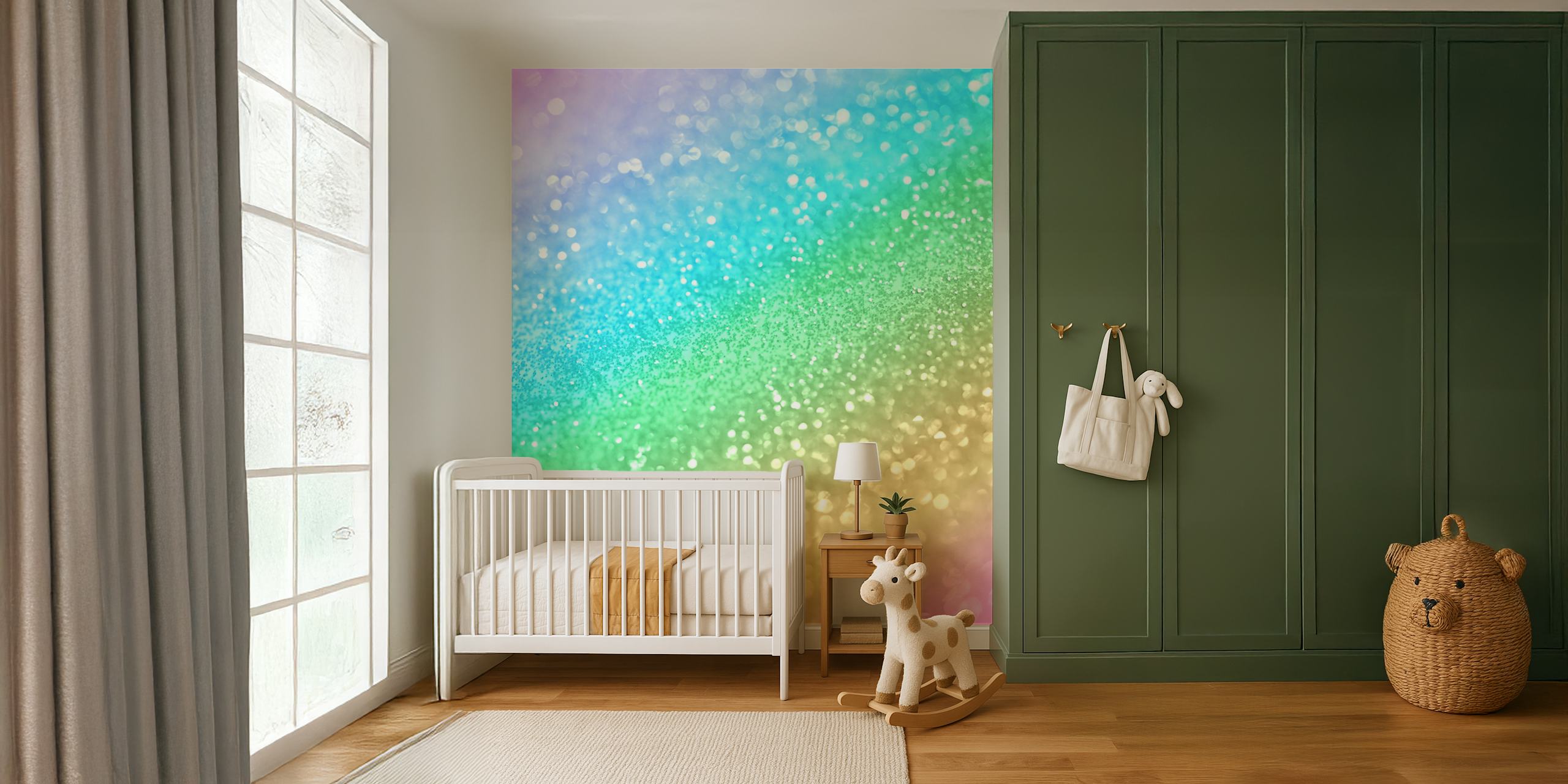 Rainbow Princess Glitter wallpaper in a room