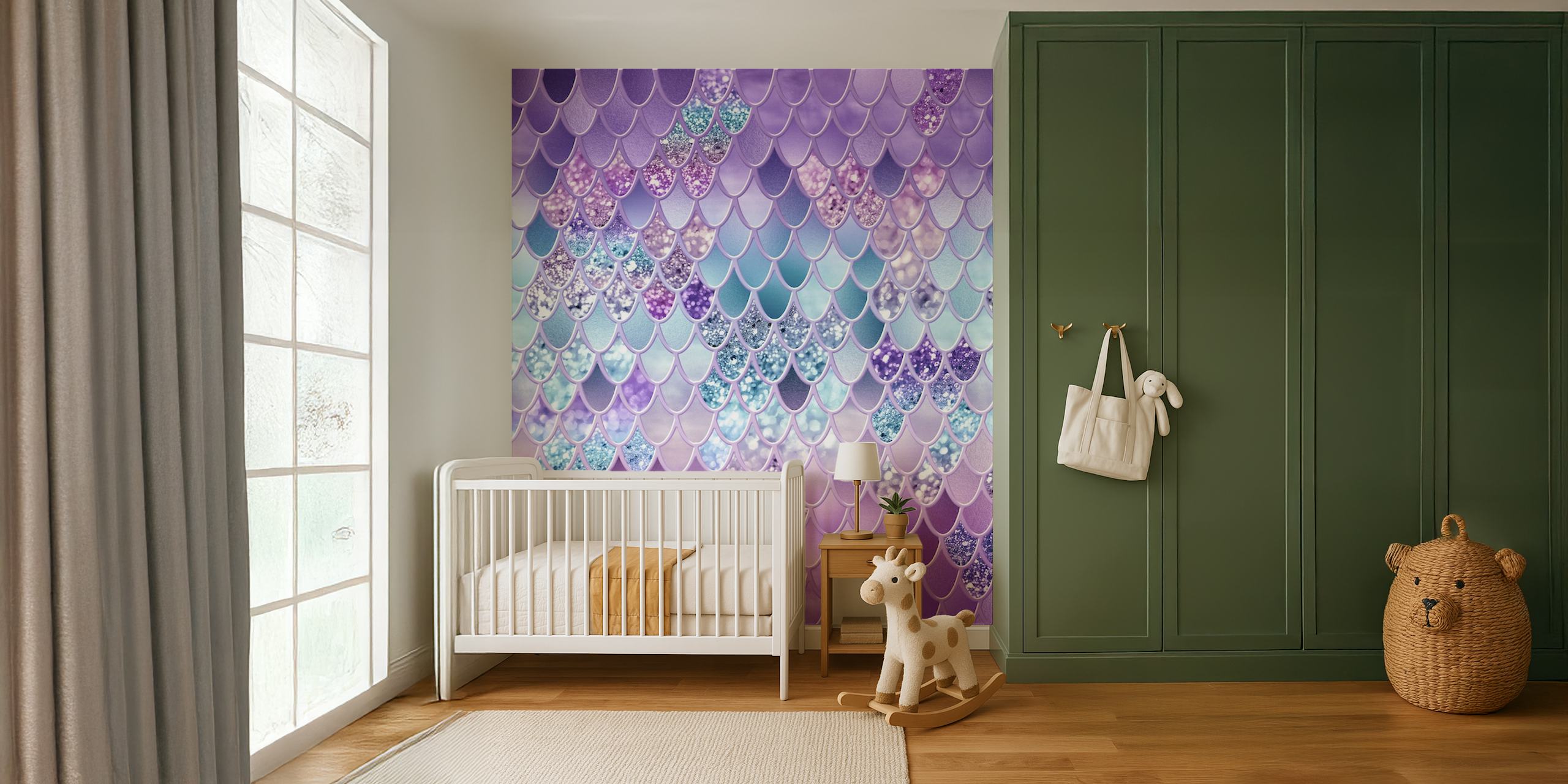 Diseño de papel tapiz Sirena Verano Brillantes Escamas