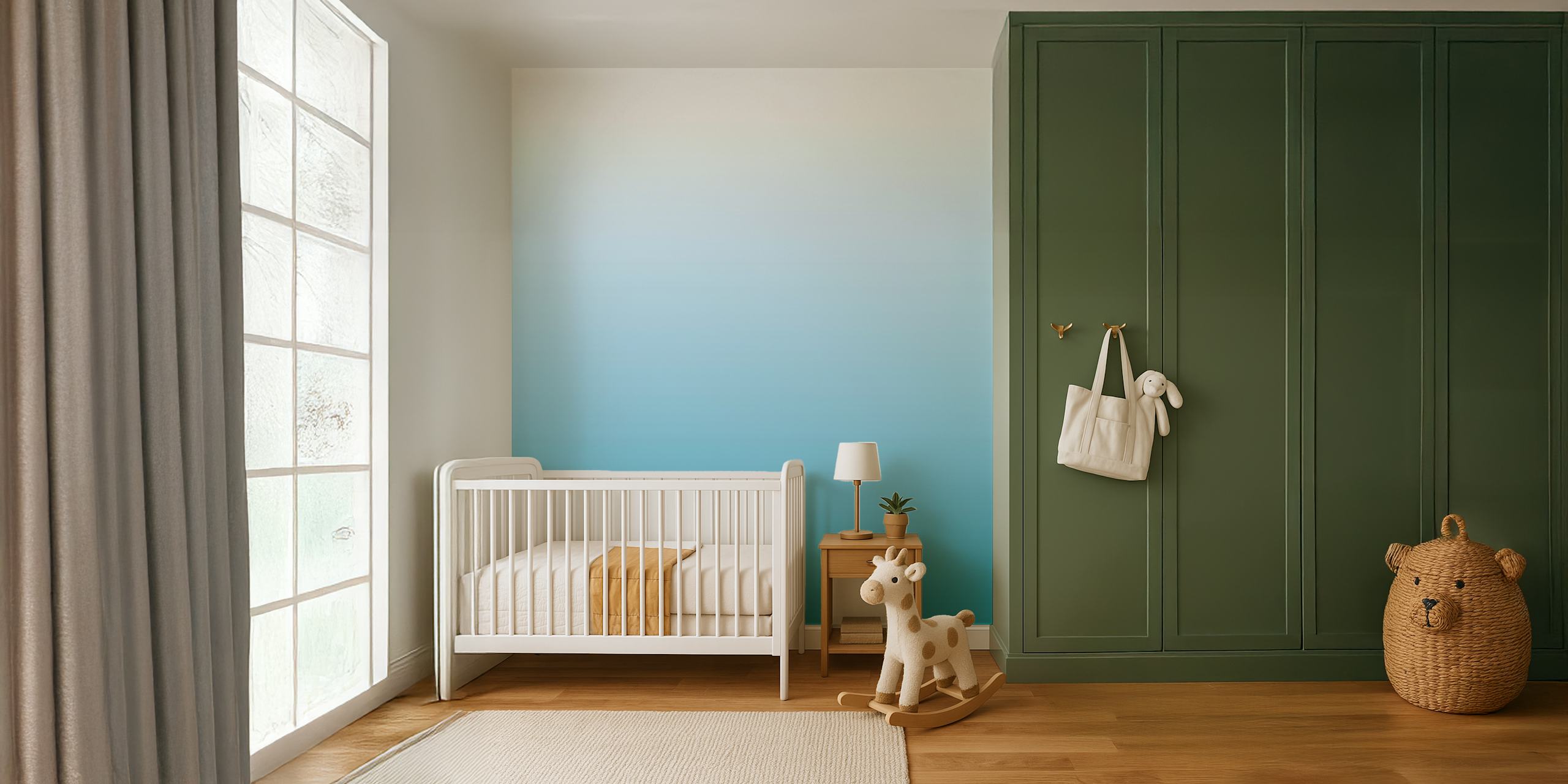 Teal to light blue gradient wall mural