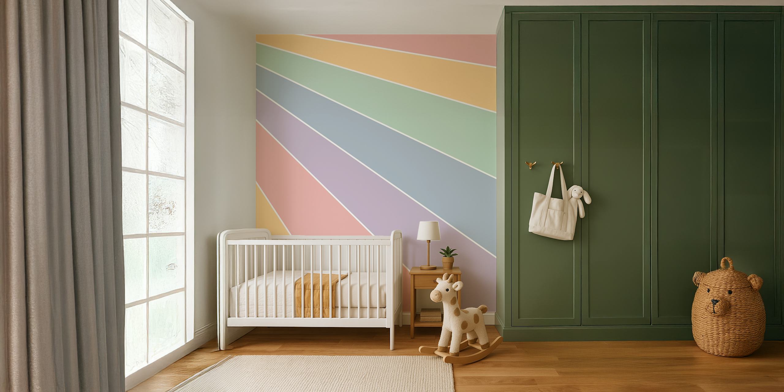 Papel pintado Happy Pastel Rainbow en una habitación