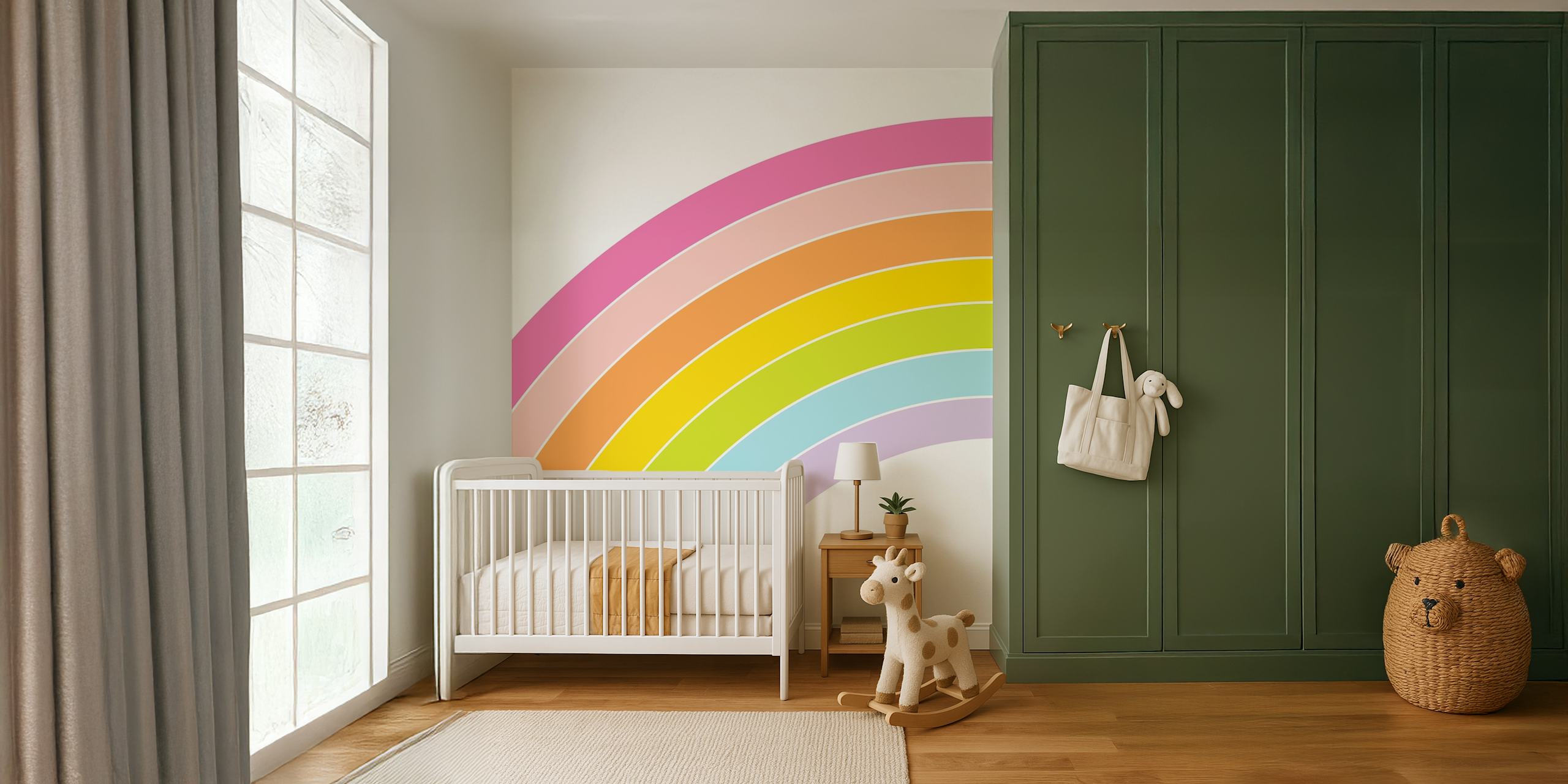Pastel rainbow wall mural for home decor