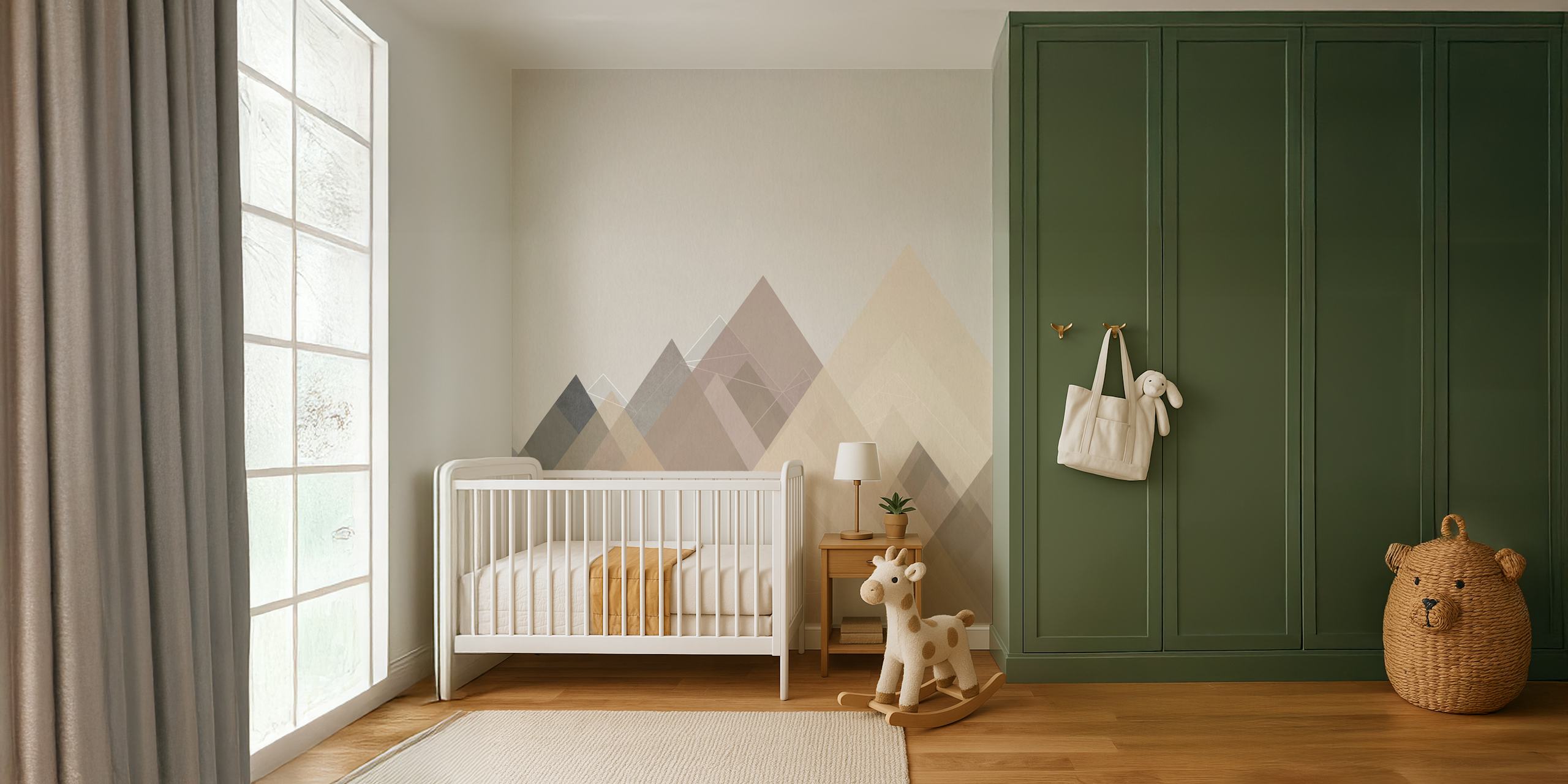 Abstract Mountain Wallpaper In Neutral Tones.