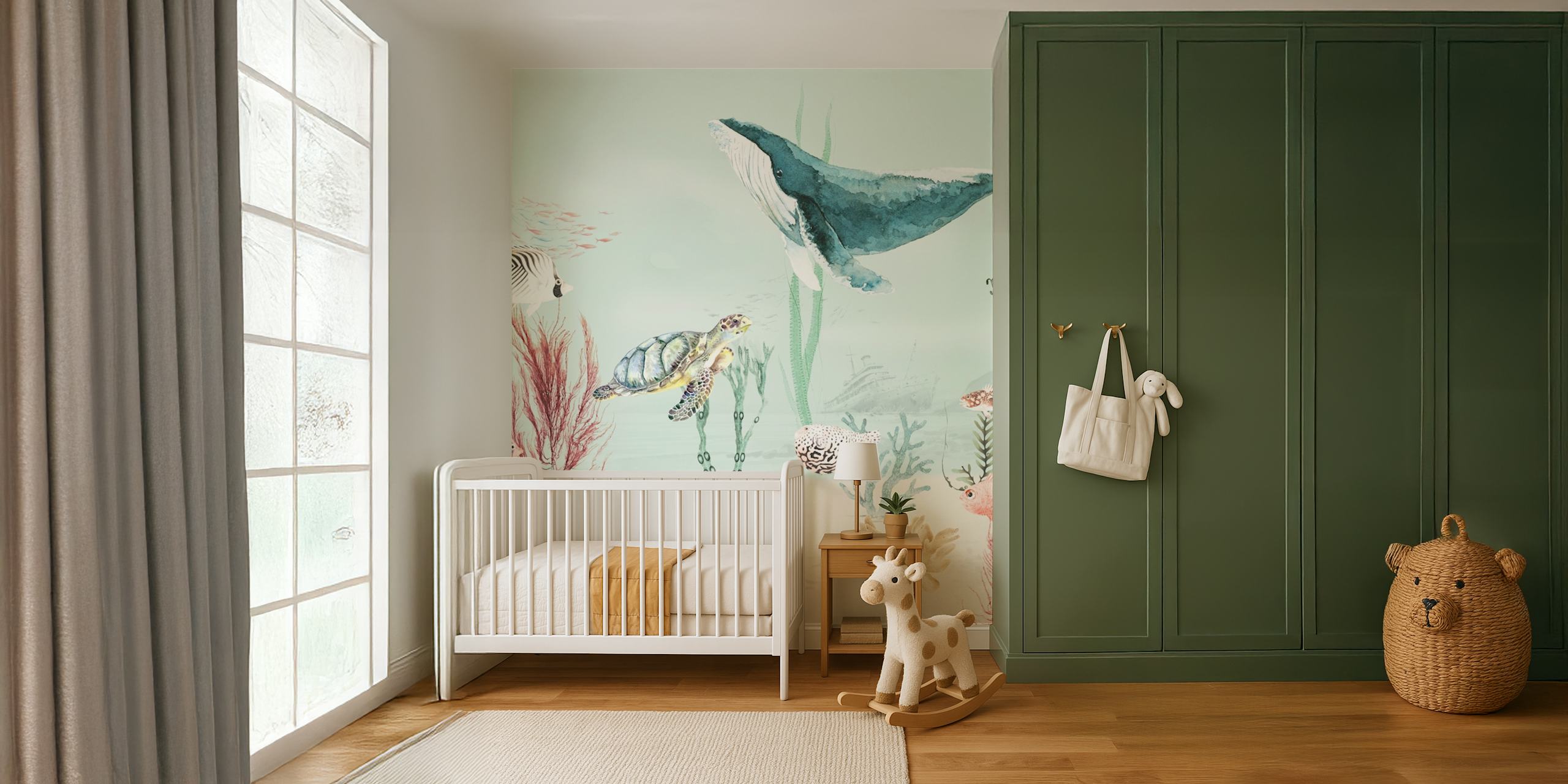 Fototapeta Aqua Adventures Mint se stylizovaným podmořským mořským životem