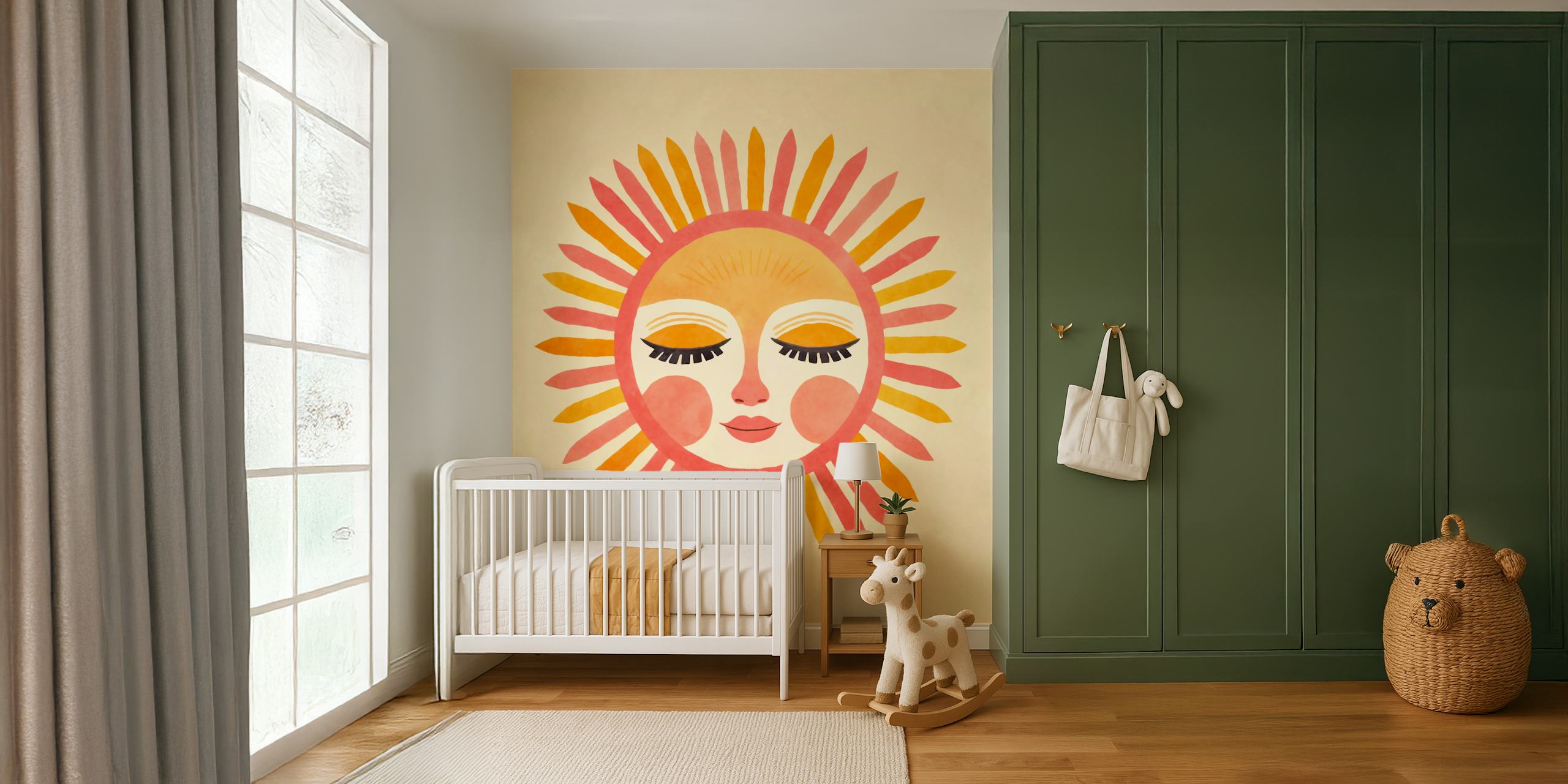 Celestial Boho Sun Goddess -tapetti huoneessa