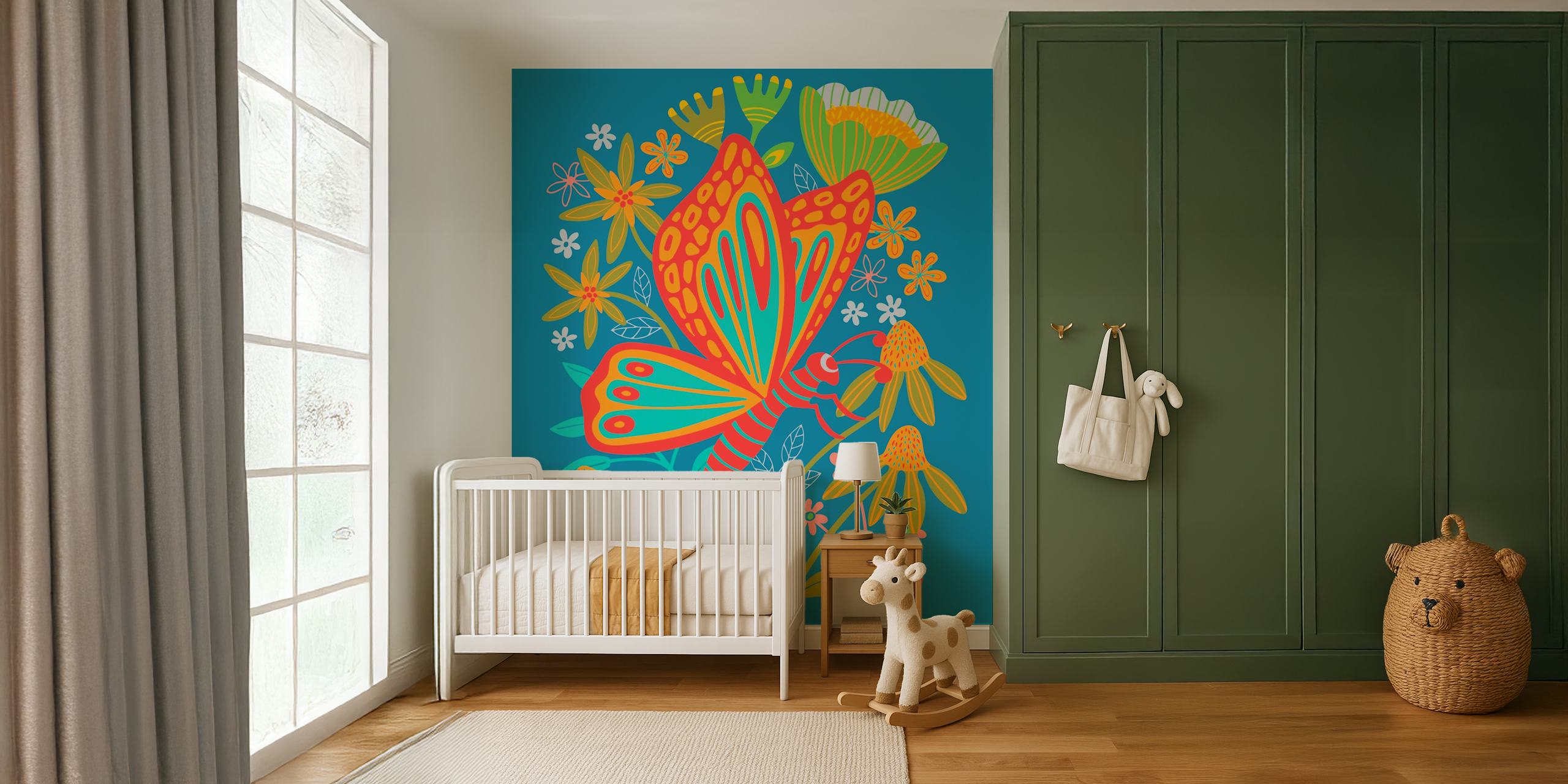 papel tapiz Tangled Garden Butterflies en una habitación