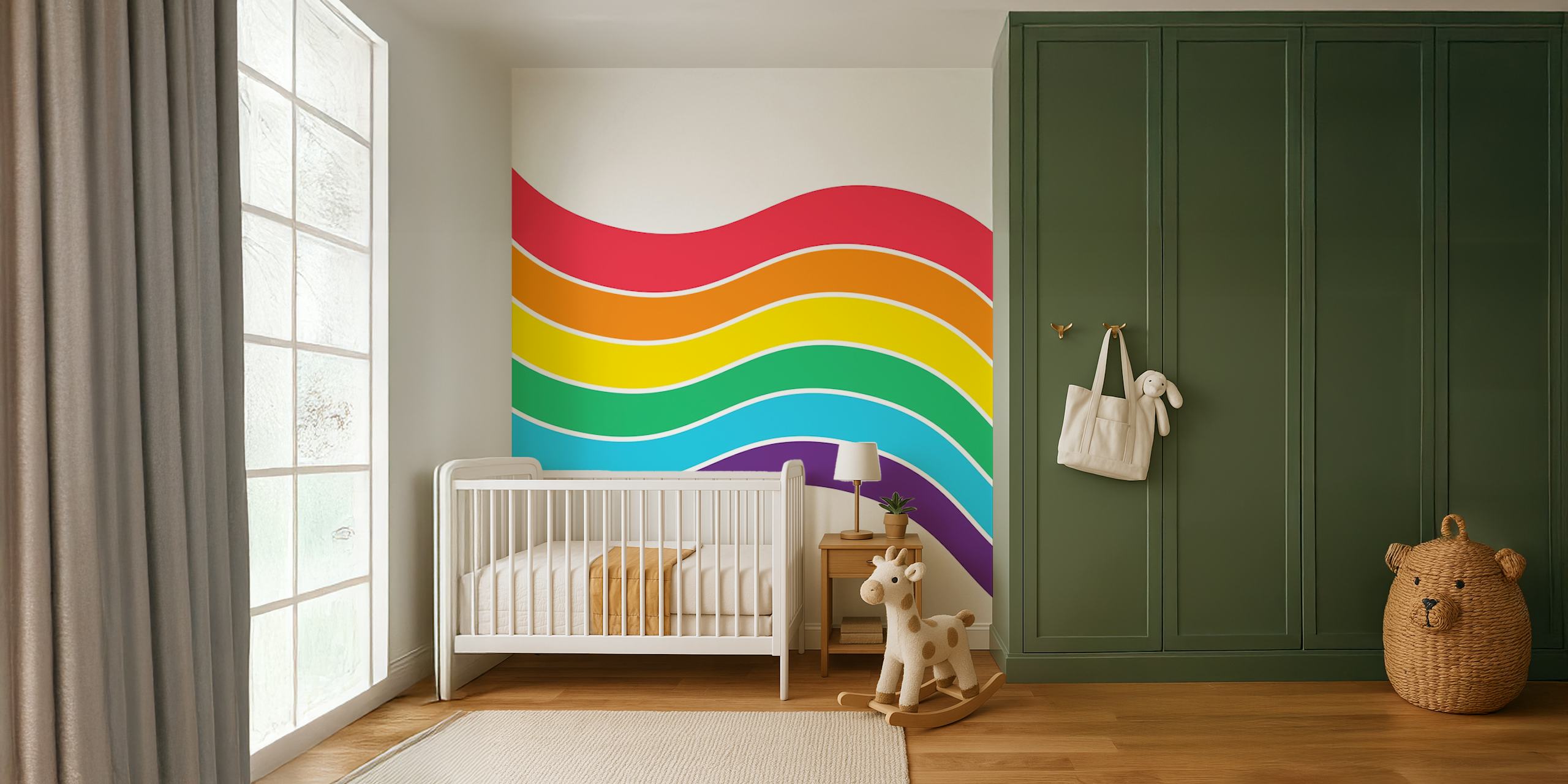 Papier peint Happy Rainbow Stripes dans une pièce