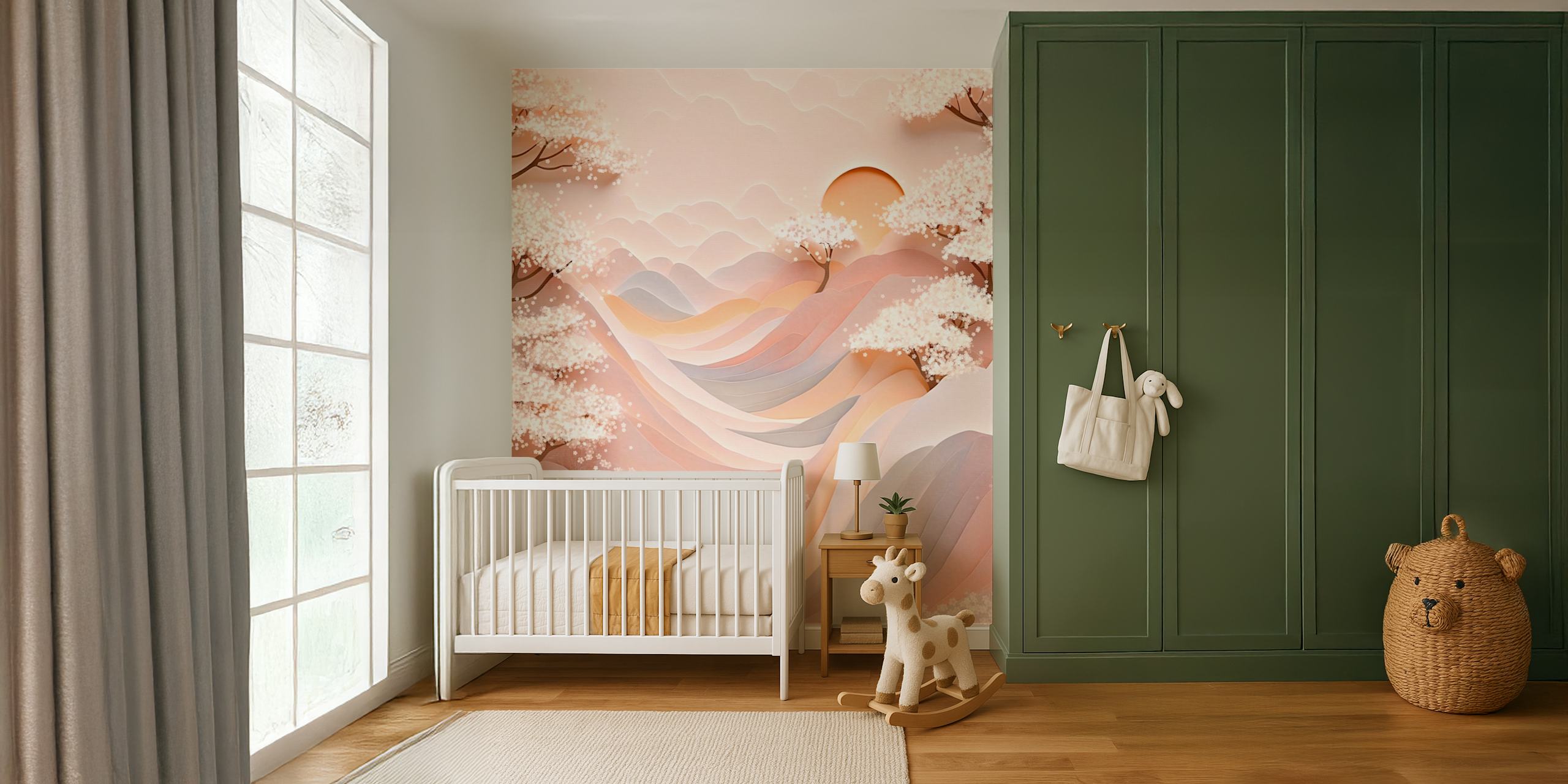 Sakura Garden Landscape wallpaper in a room