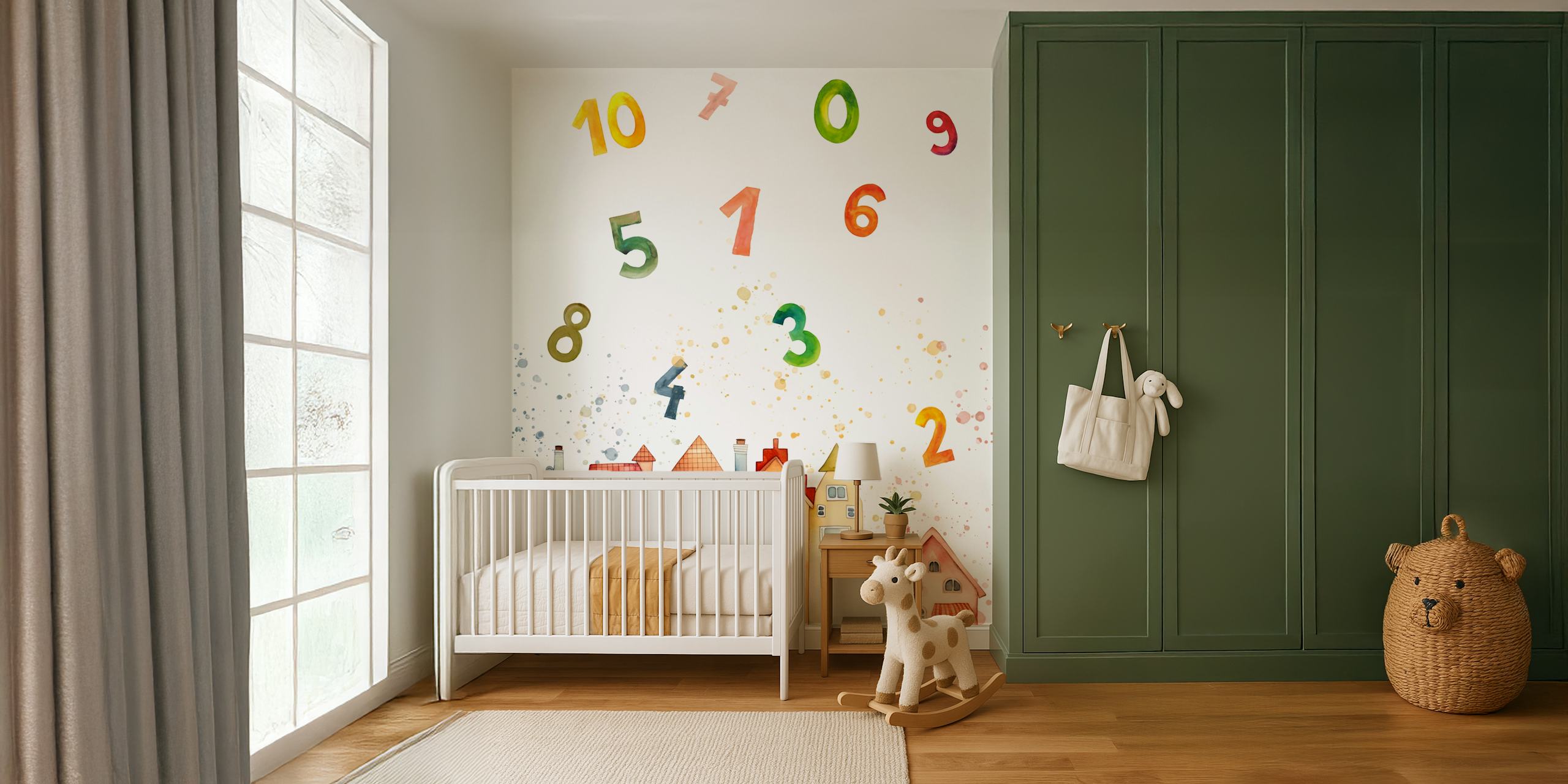 Colorful houses and numbers wallpaper