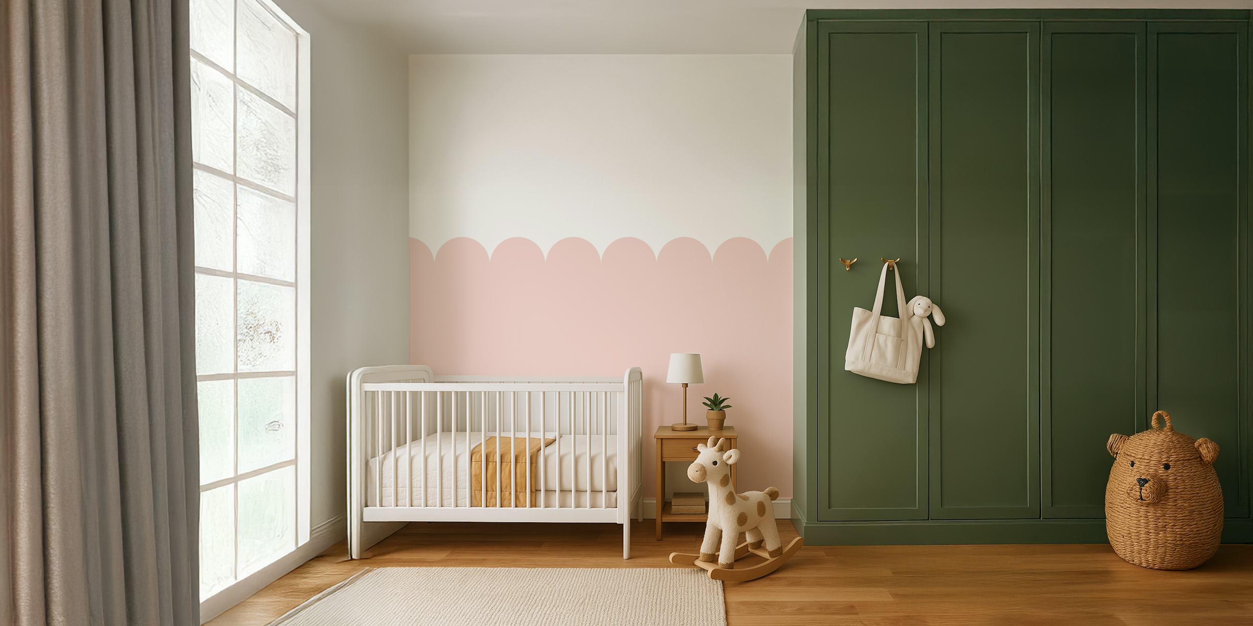 Papel de parede Pink Scallop em um quarto