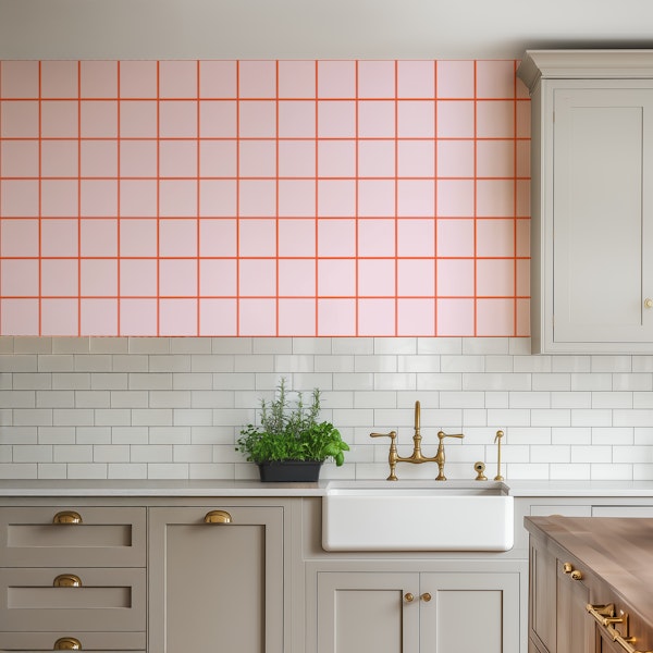 Light pink red grouted tiles