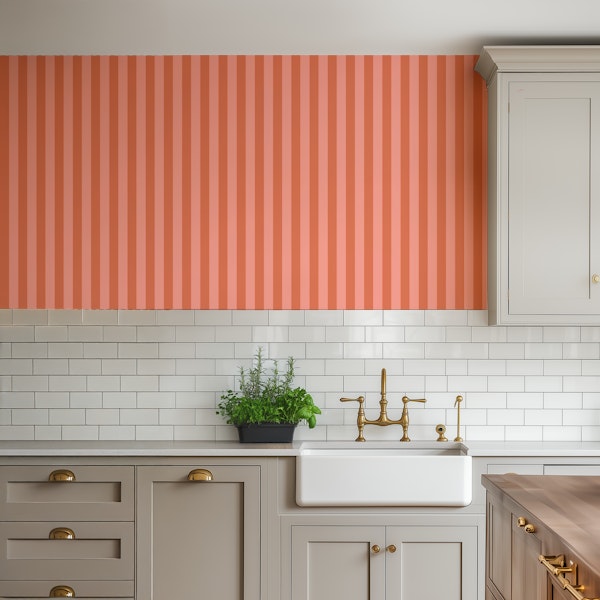 Terracotta and Pink Medium 70s Stripes