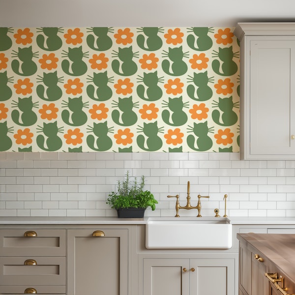 Retro cats, green / 3045 C