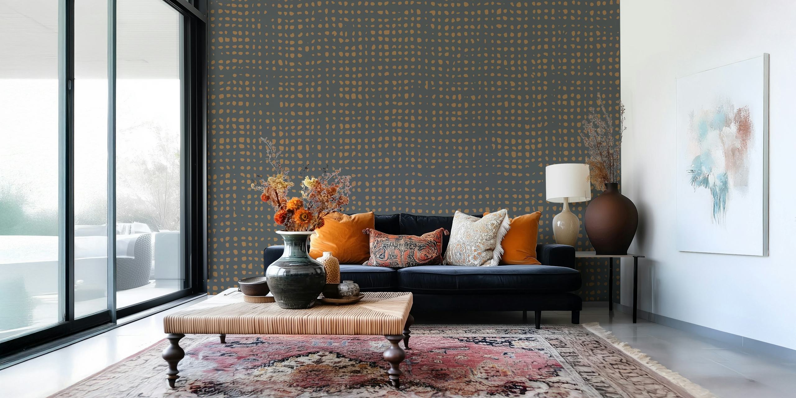 Intricate Native African Fabric wall mural design with traditional patterns