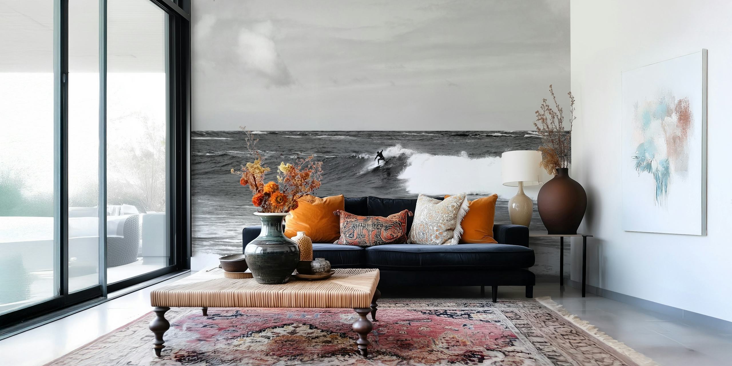 Tapetdesign av en Surfer Riding the Wave 2