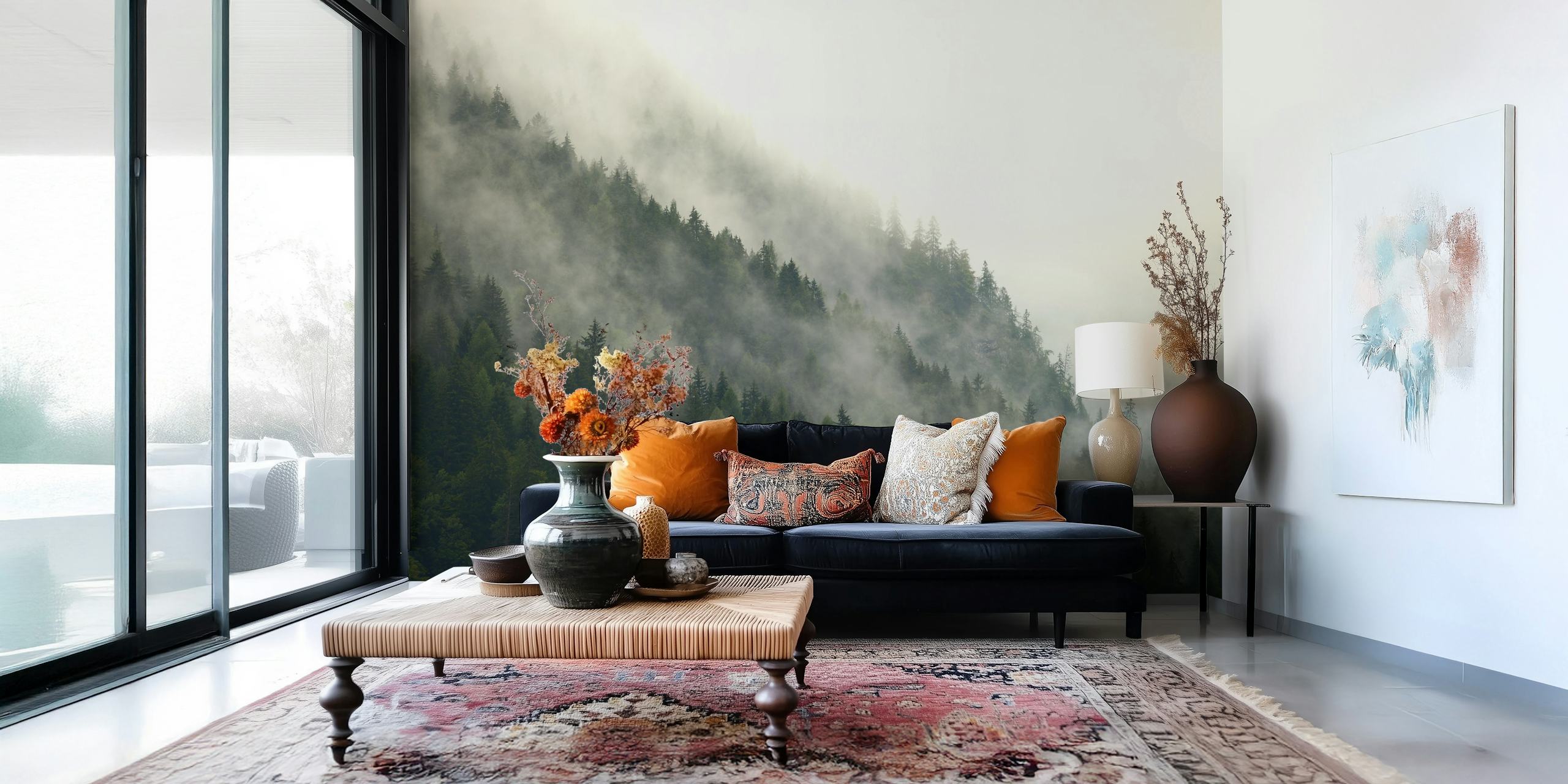 Misty Mountainside tapet i ett rum
