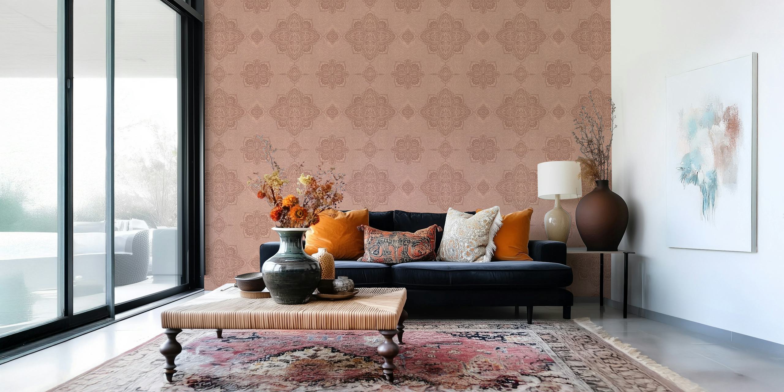 tapeta Terracotta Marrakesh mandala v místnosti