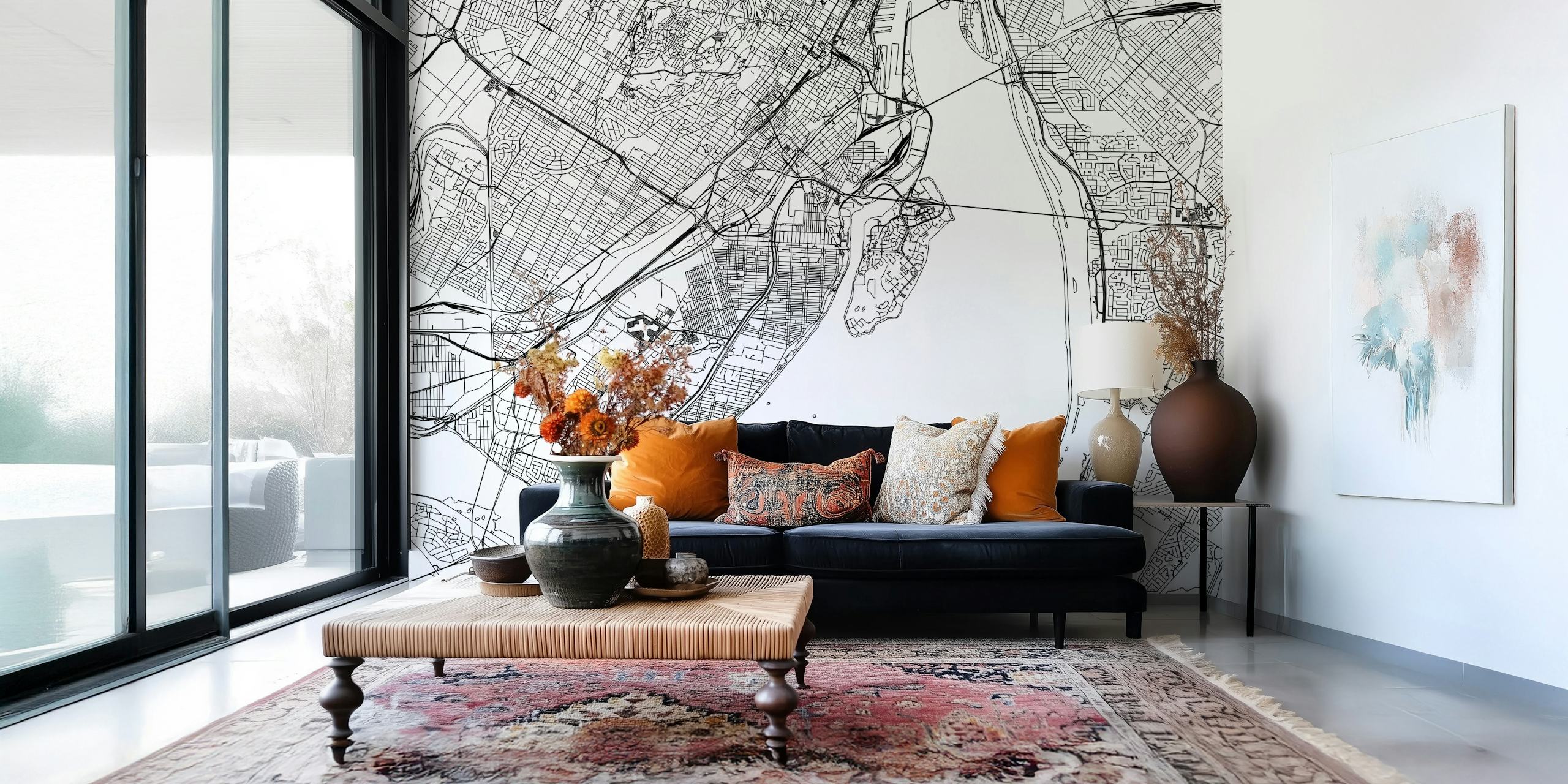 Montreal Map tapetdesign i et rom
